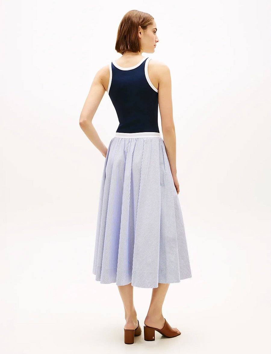 Tommy Hilfiger - POPLIN BRANDED MIDI SKIRT - midi nederdele - misty lazuli blue stripe - 2