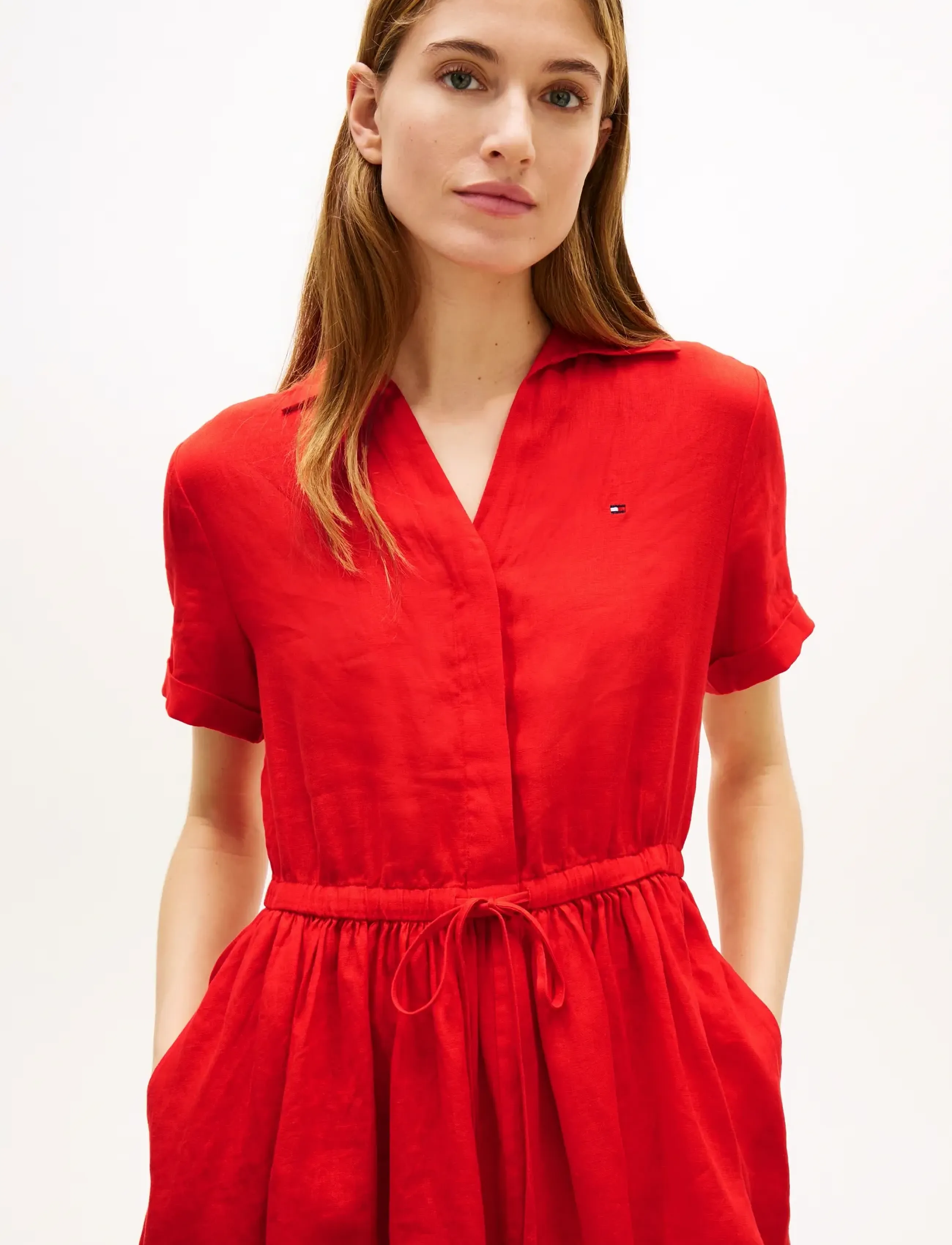 Tommy Hilfiger - ESS LINEN SHORT SS DRESS - skjortekjoler - fireworks - 4
