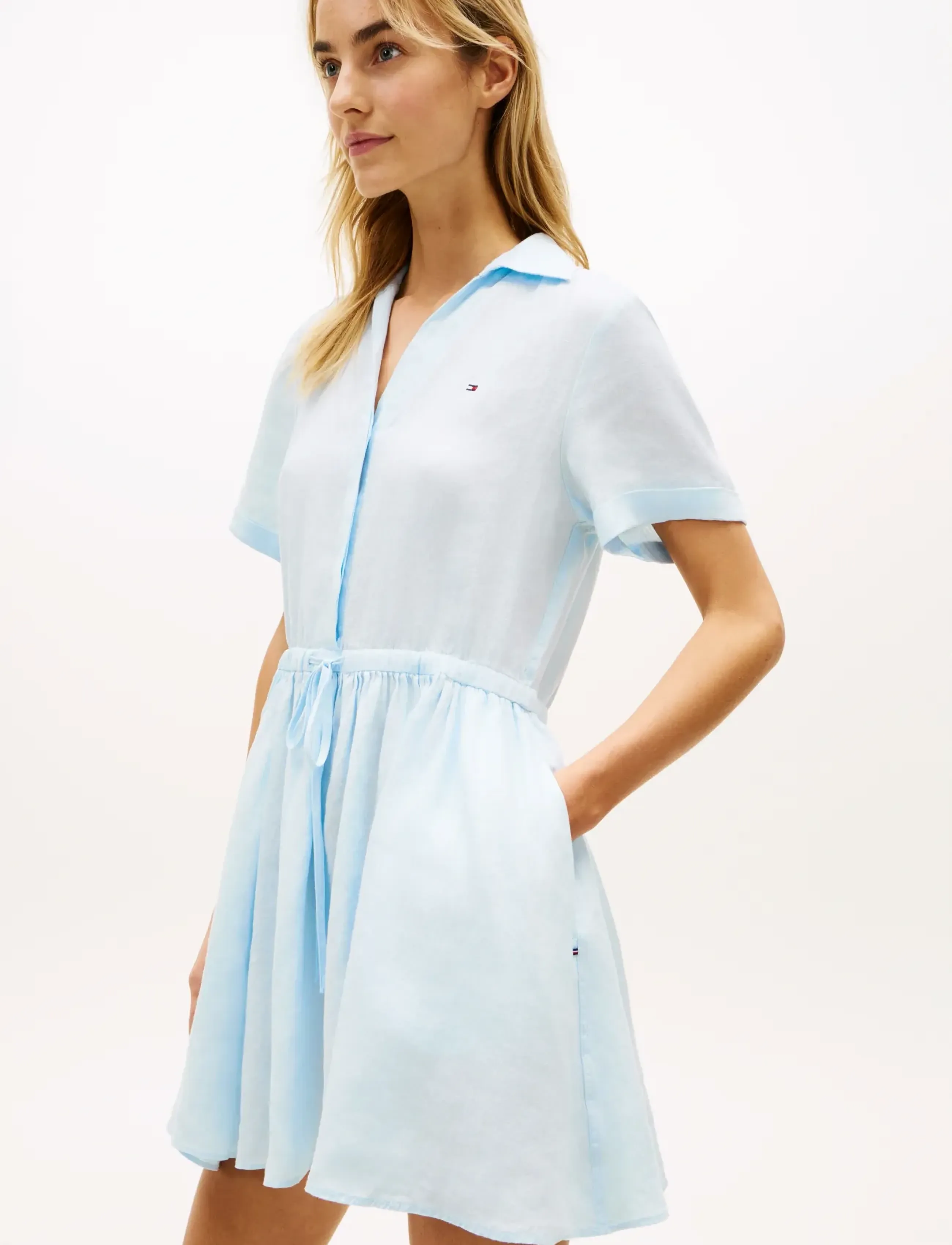 Tommy Hilfiger - ESS LINEN SHORT SS DRESS - robes chemises - keepsake blue - 3