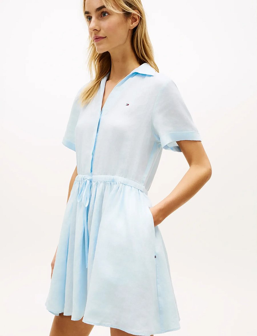 Tommy Hilfiger - ESS LINEN SHORT SS DRESS - robes chemises - keepsake blue - 3