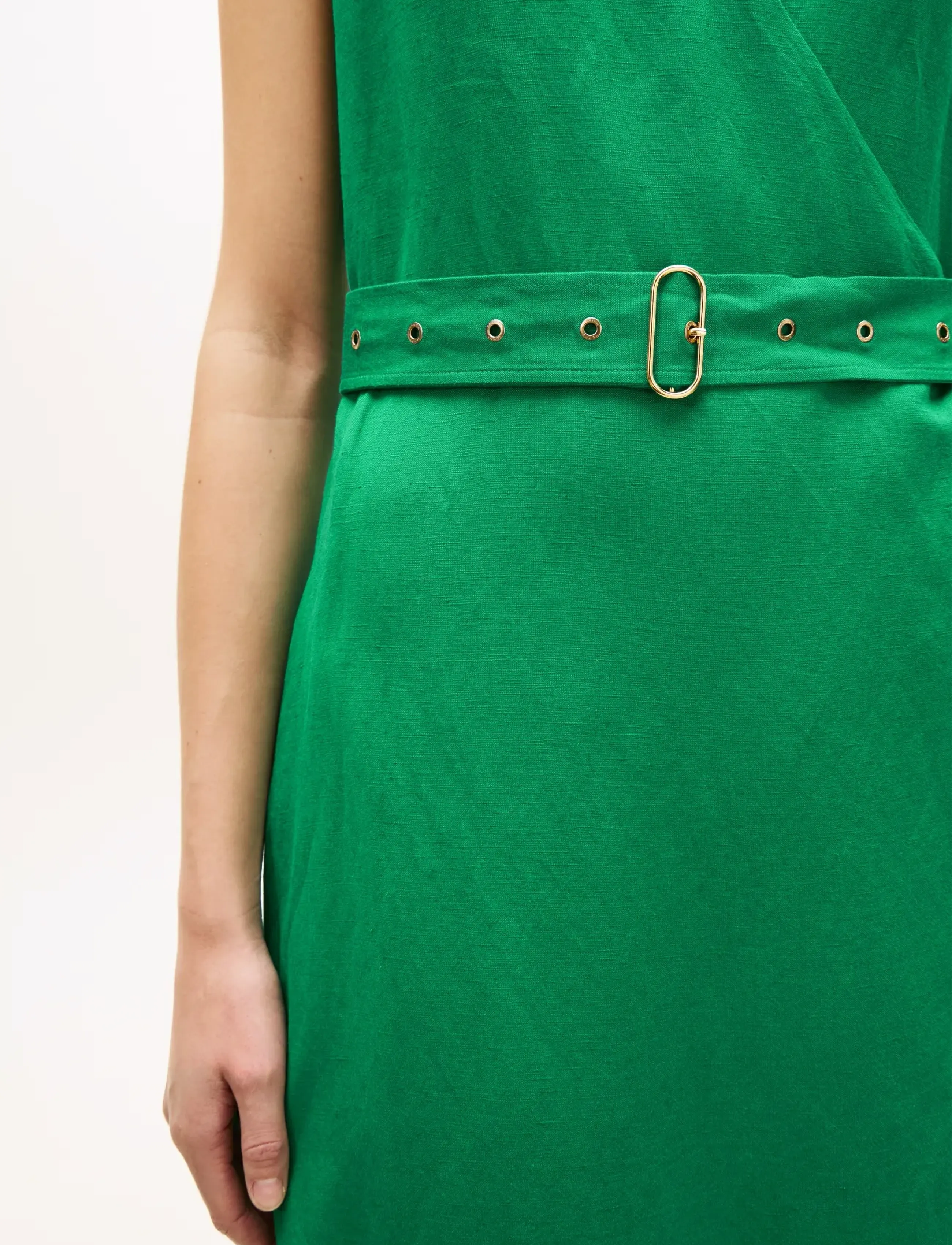 Tommy Hilfiger - VIS/LINEN BELTED MIDI NS DRESS - konfirmation - courtside green - 4