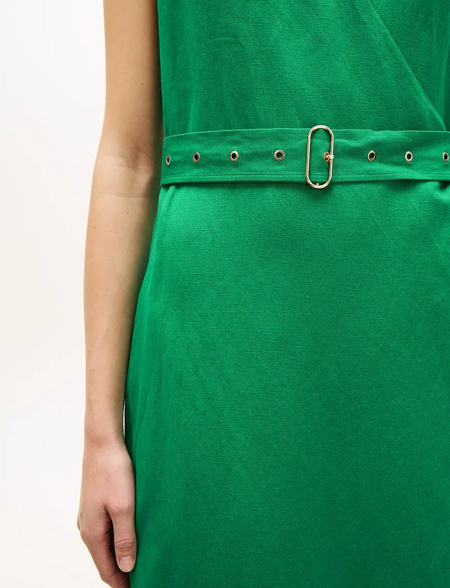 Tommy Hilfiger - VIS/LINEN BELTED MIDI NS DRESS - konfirmation - courtside green - 4
