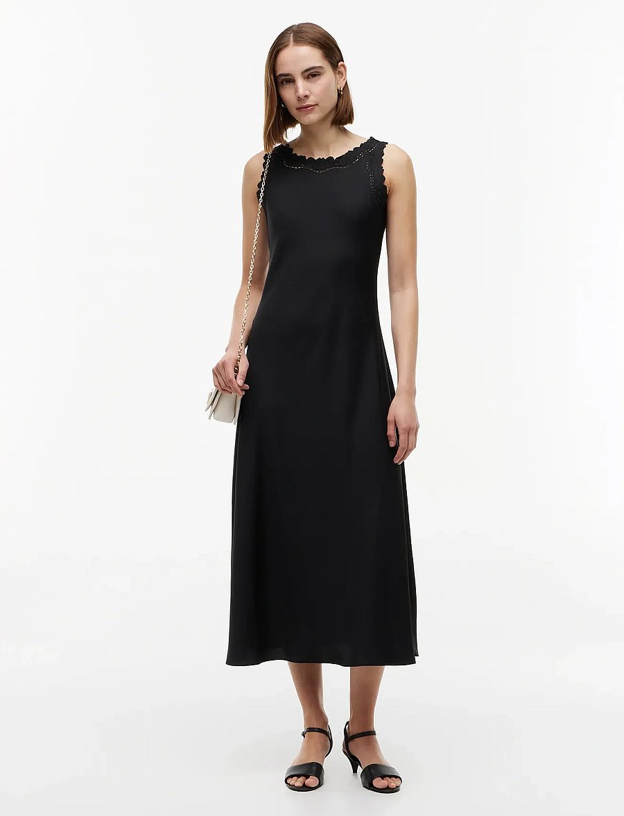 Tommy Hilfiger - EMBROIDERY SATEEN DRESS - slip dresses - black - 5