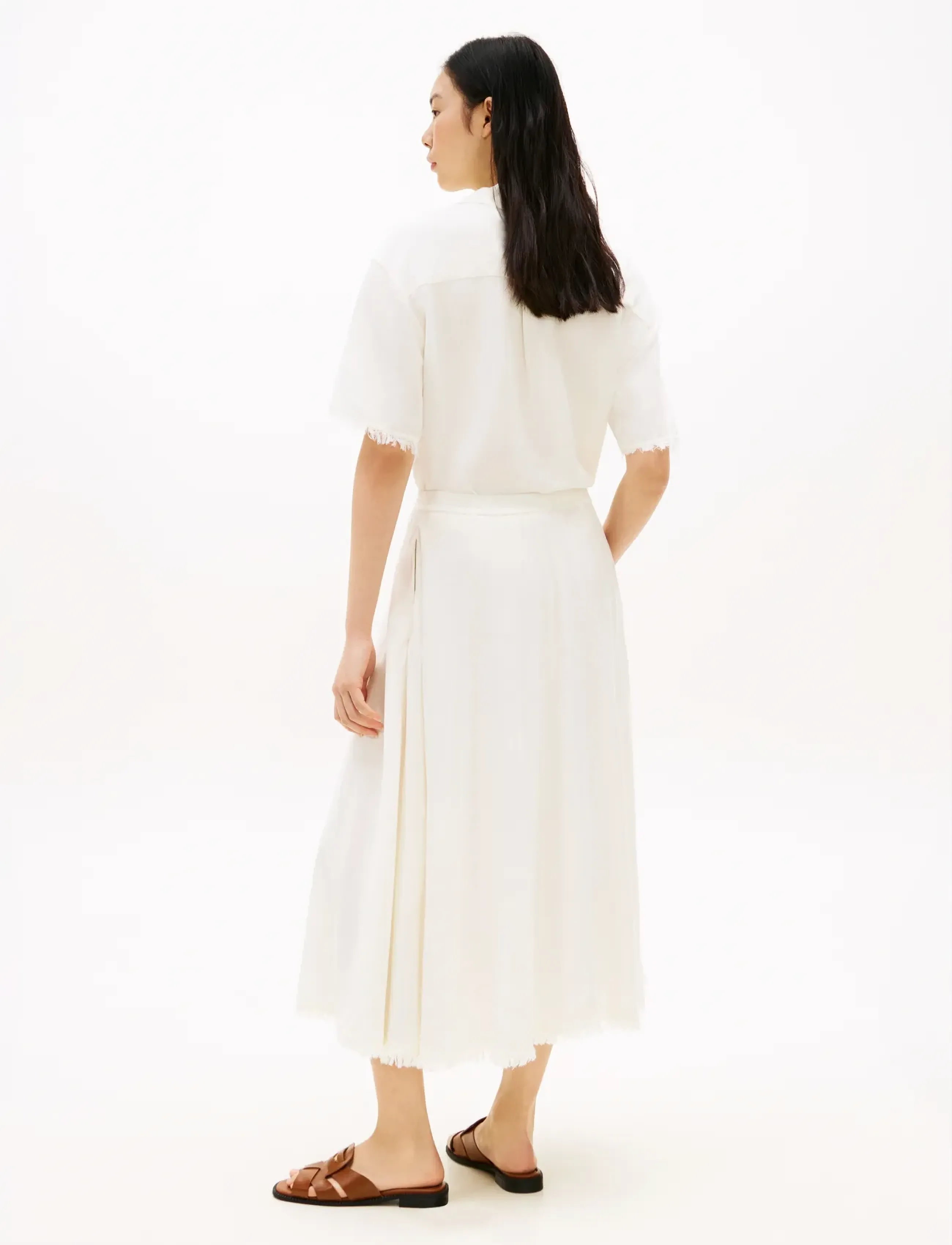Tommy Hilfiger - VIS/LINEN VOLUME MIDI SKIRT - midi-röcke - ivory silk - 2