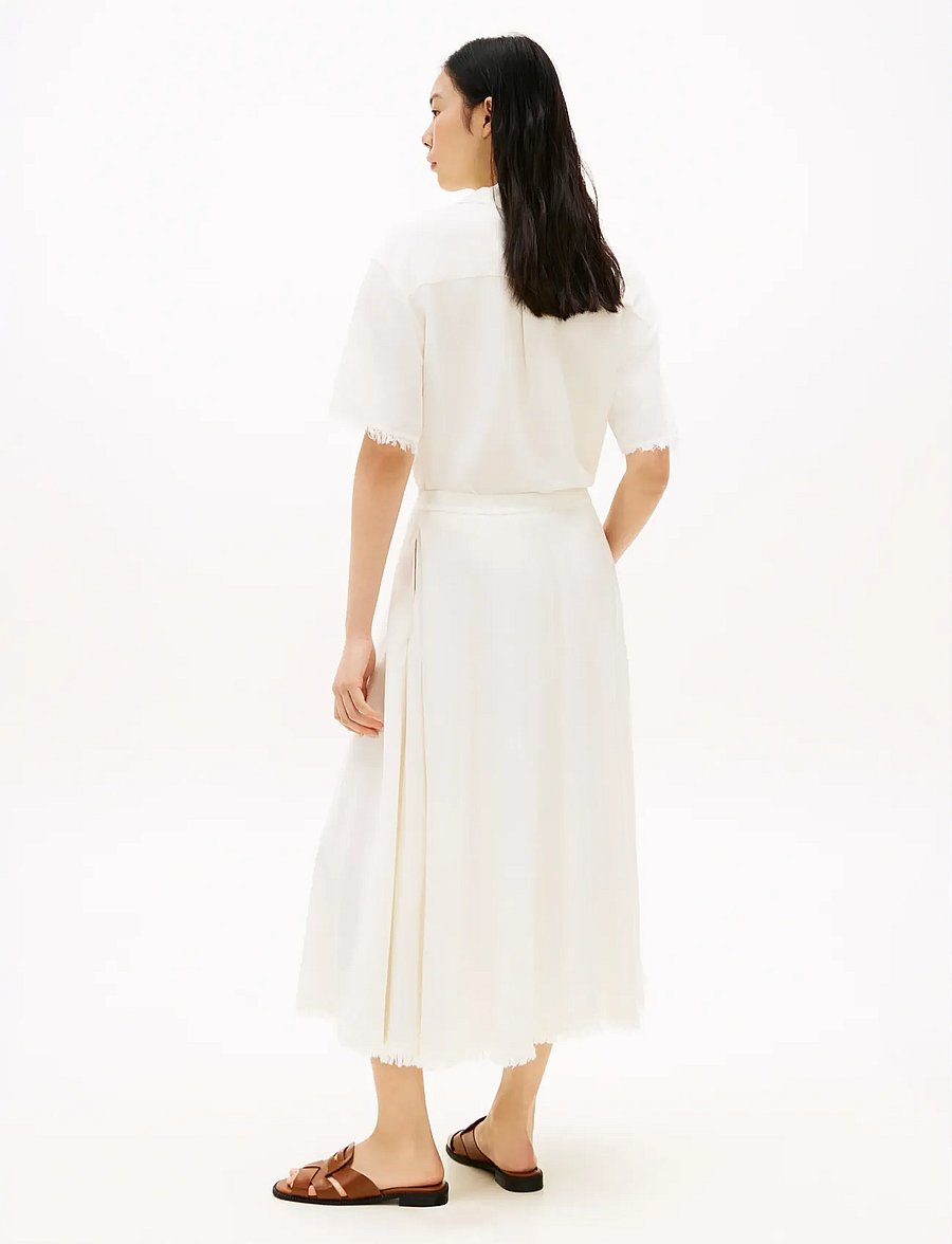 Tommy Hilfiger - VIS/LINEN VOLUME MIDI SKIRT - midi-röcke - ivory silk - 2