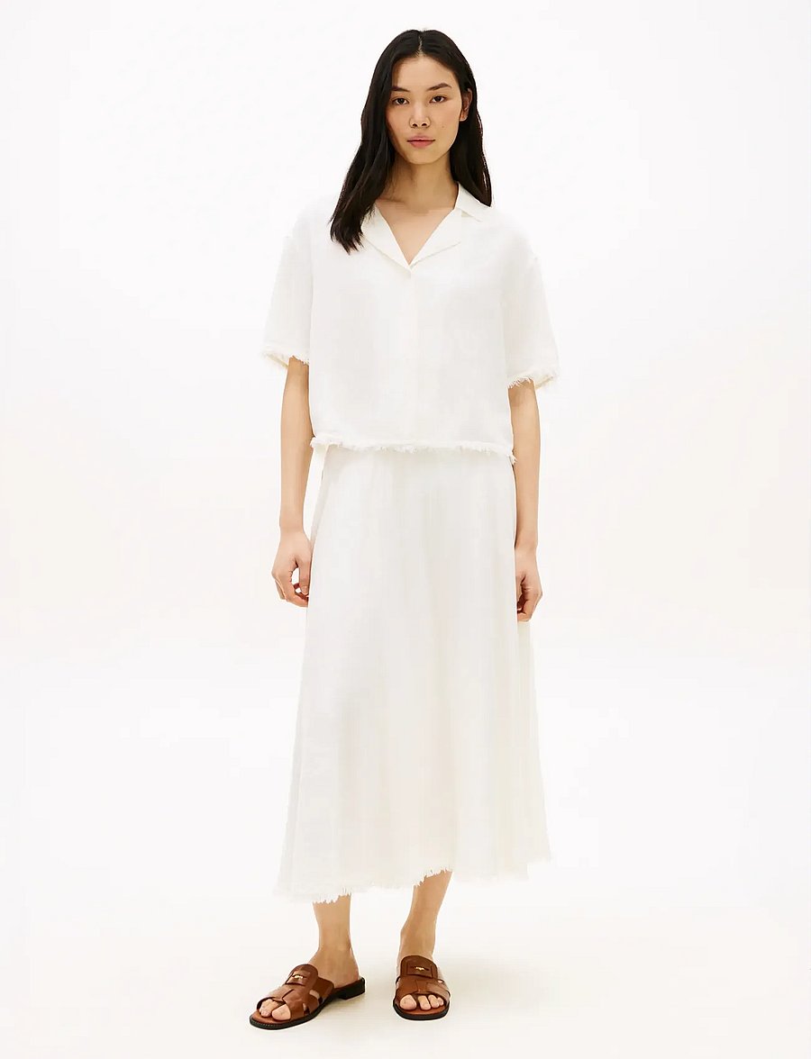 Tommy Hilfiger - VIS/LINEN VOLUME MIDI SKIRT - midi-röcke - ivory silk - 3