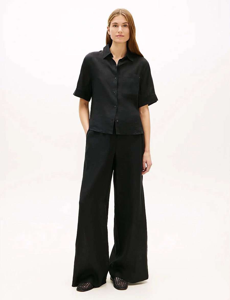 Tommy Hilfiger - ESS LINEN PULL ON PANTS - leinenhosen - black - 3