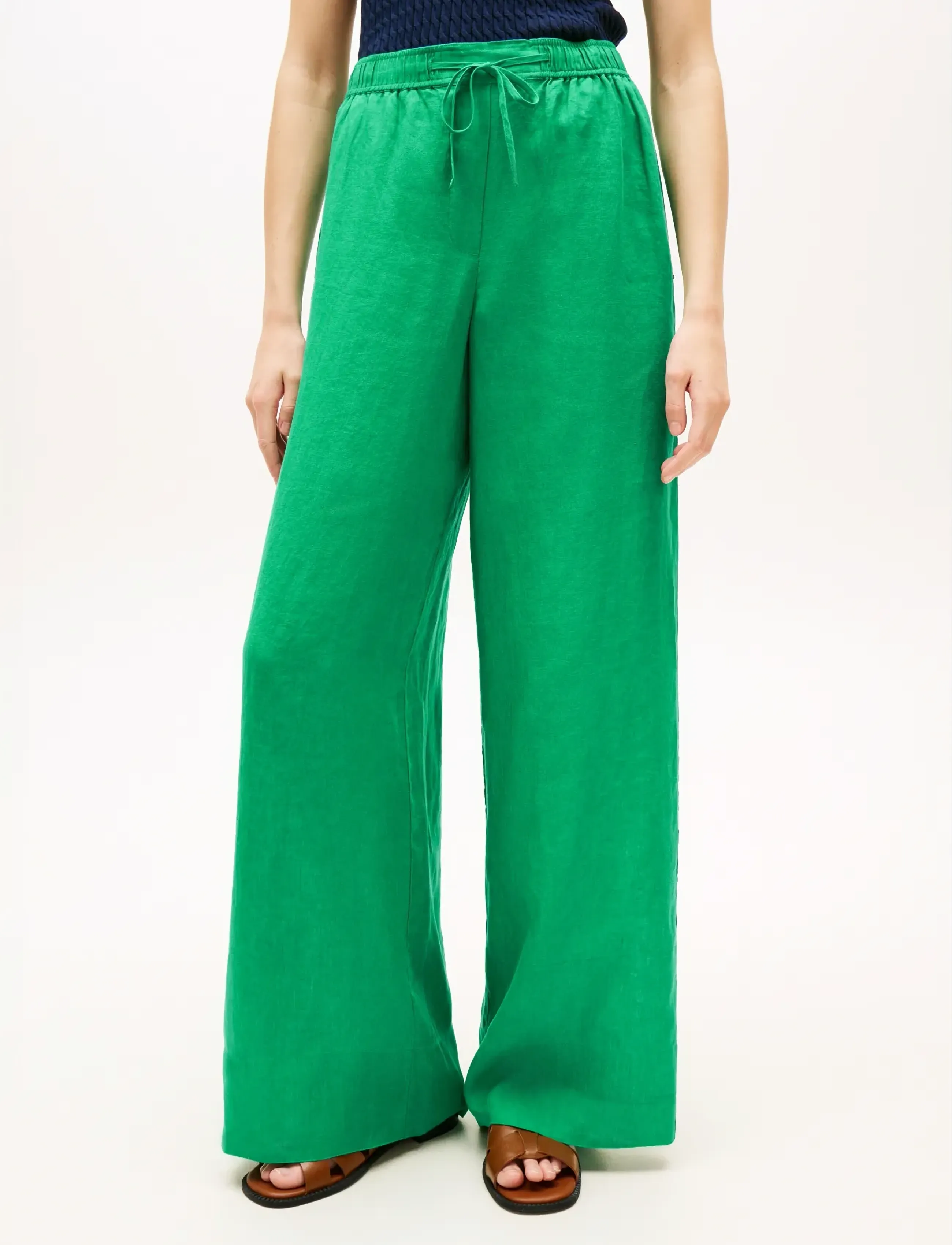 Tommy Hilfiger ESS LINEN PULL ON PANTS - Buxur - COURTSIDE GREEN / green