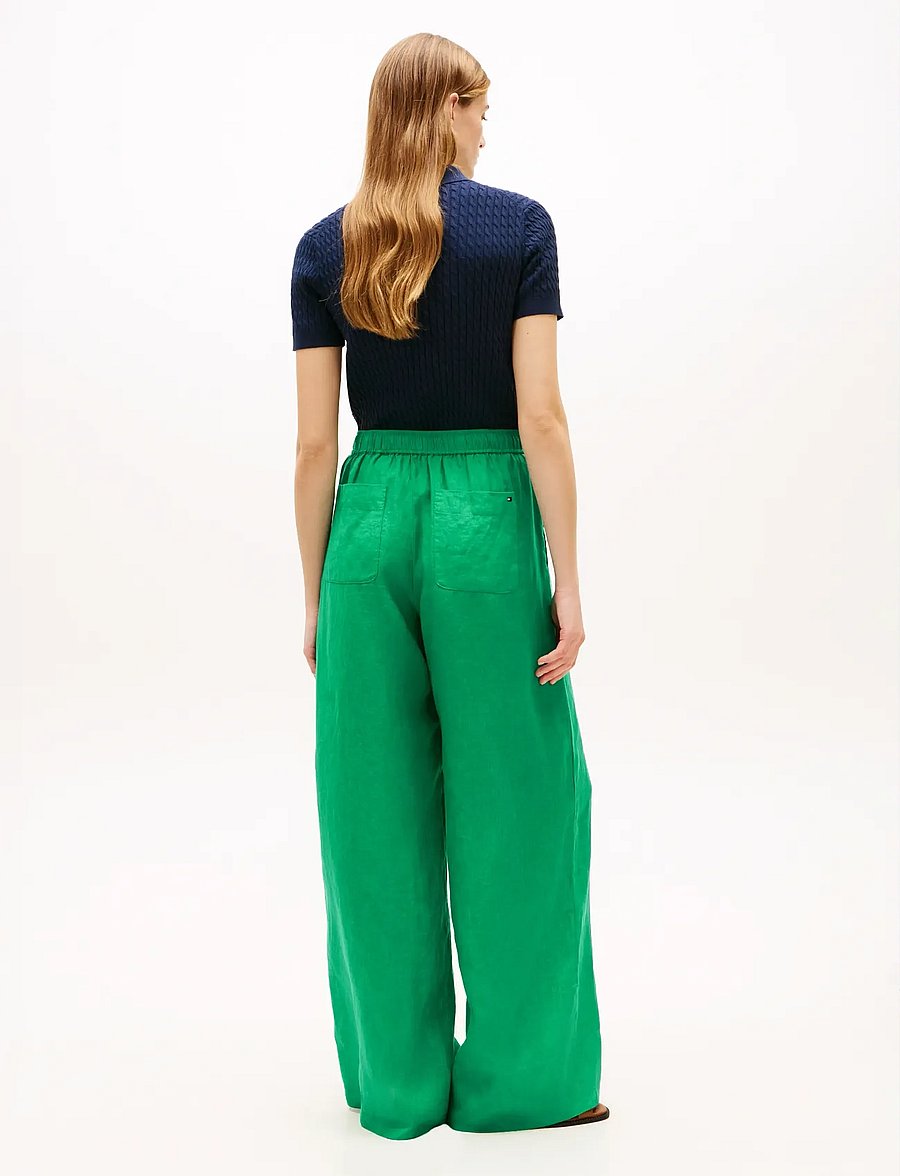 Tommy Hilfiger - ESS LINEN PULL ON PANTS - leinenhosen - courtside green - 2