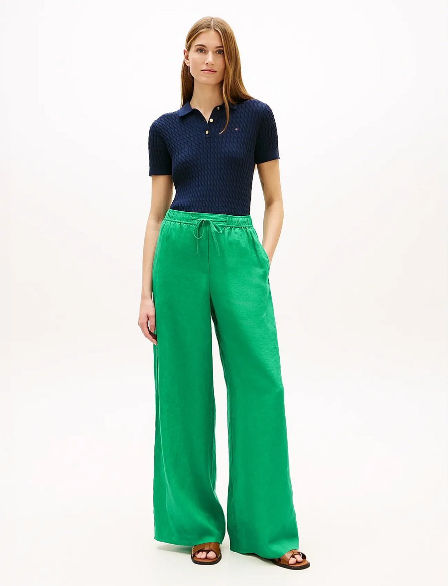 Tommy Hilfiger - ESS LINEN PULL ON PANTS - leinenhosen - courtside green - 3