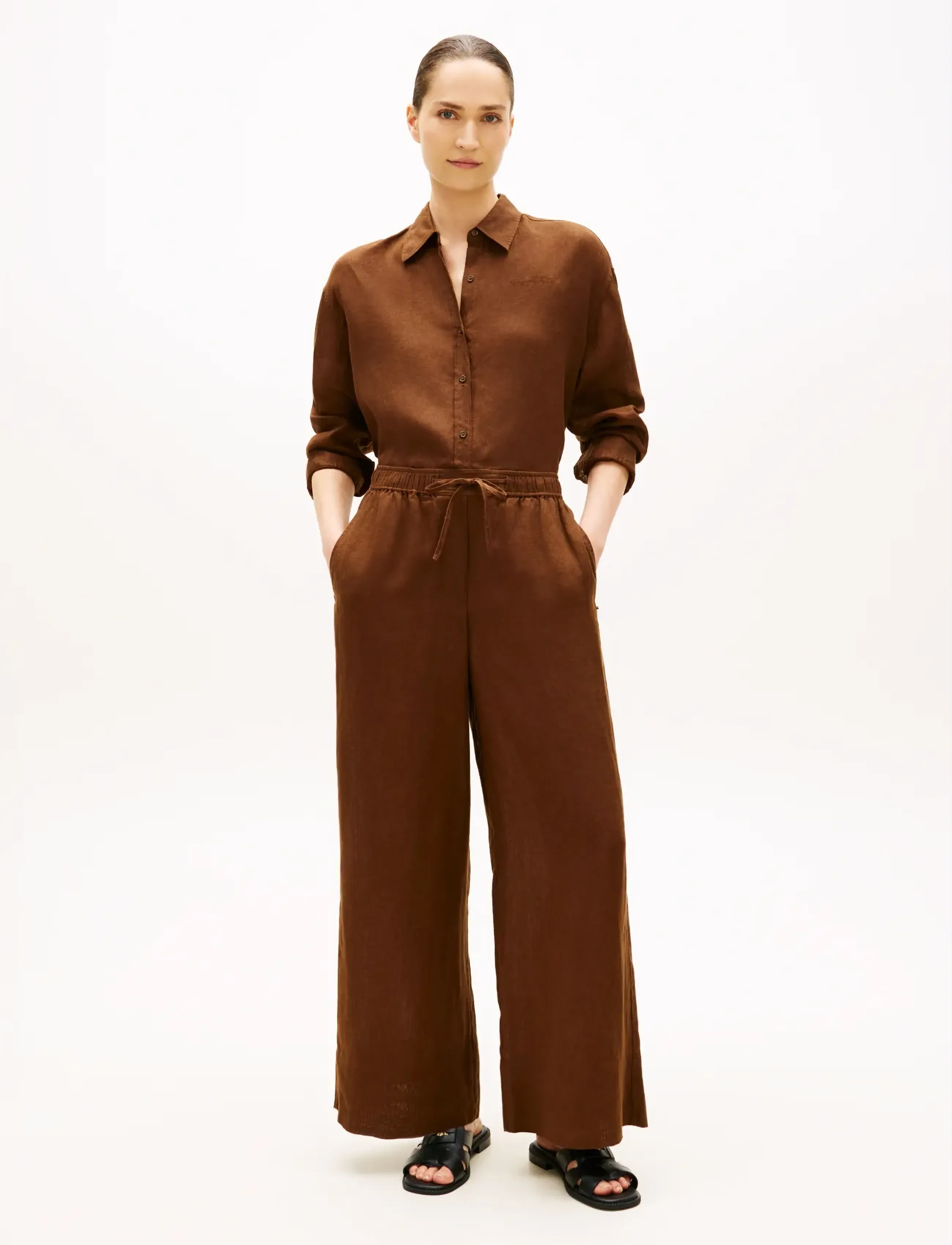 Tommy Hilfiger - ESS LINEN PULL ON PANTS - linen trousers - legacy brown - 3