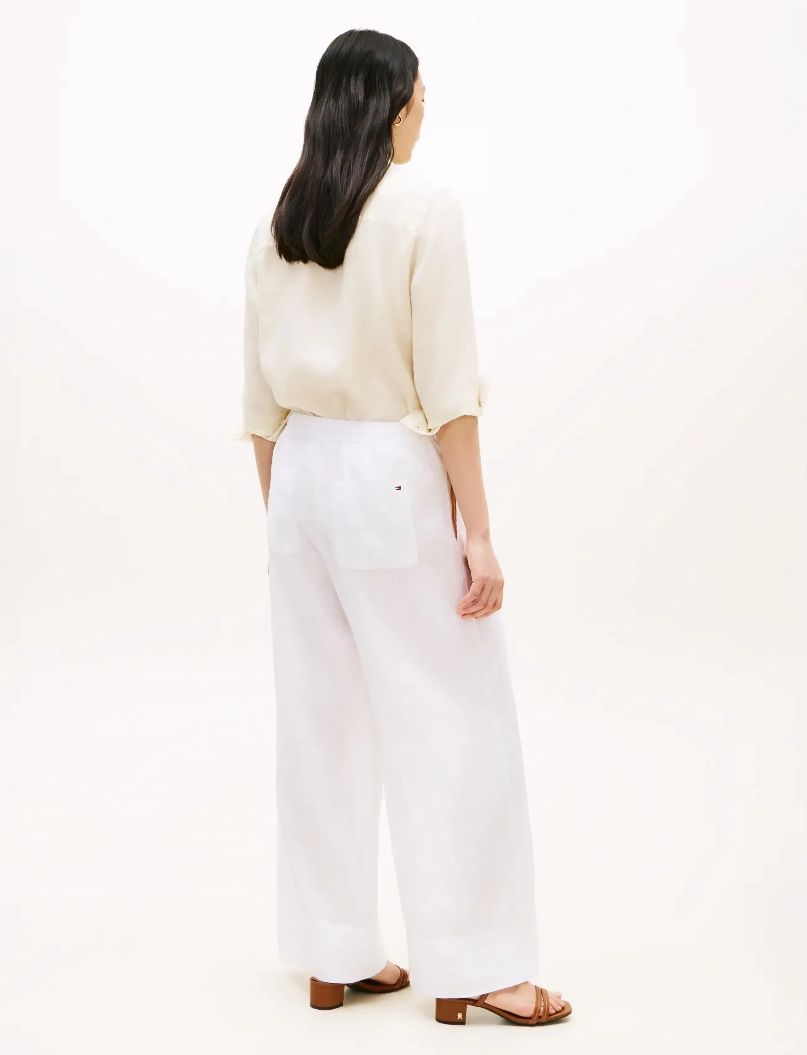 Tommy Hilfiger - ESS LINEN PULL ON PANTS - lina bikses - th optic white - 2