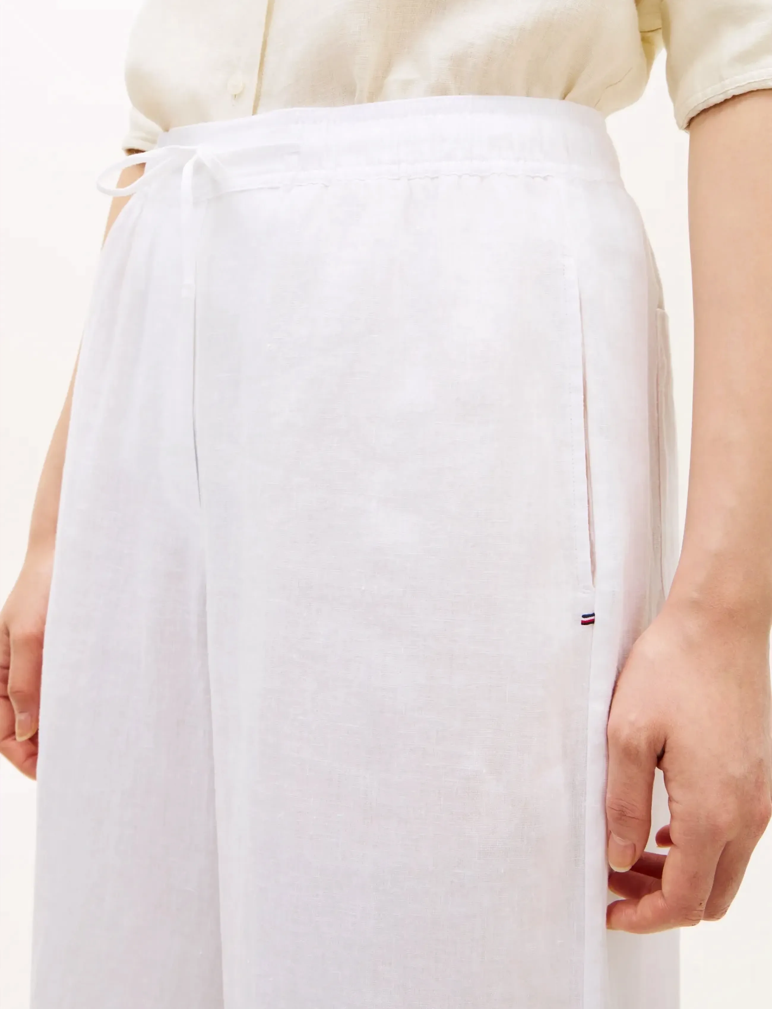 Tommy Hilfiger - ESS LINEN PULL ON PANTS - lina bikses - th optic white - 4