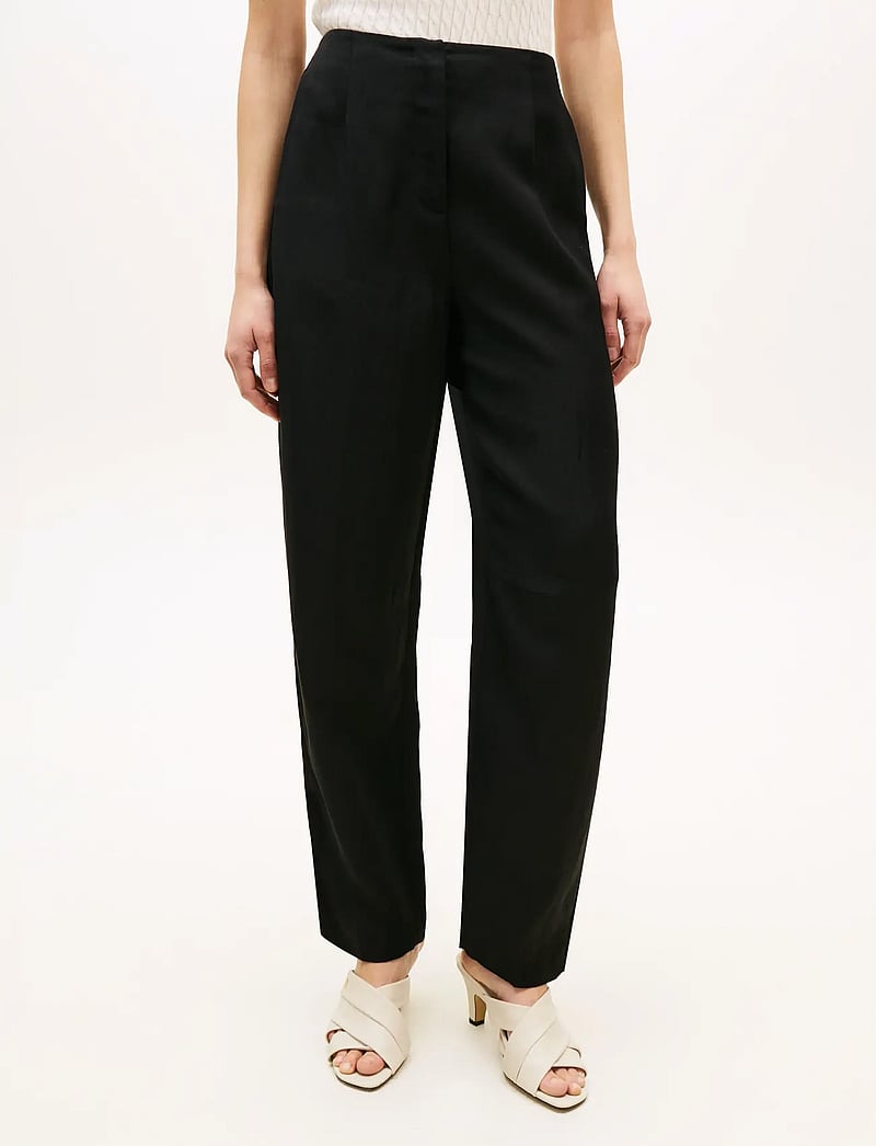 Tommy Hilfiger - LINEN/VIS BARREL PANT - barrel-bukser - black - 0