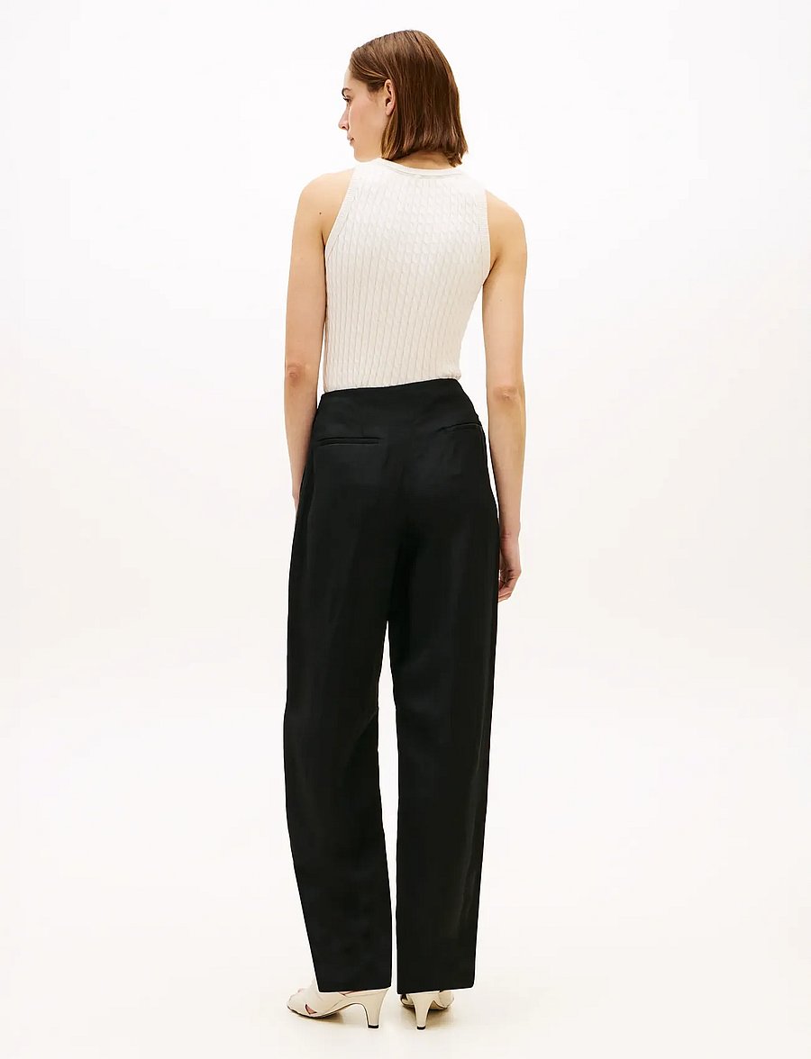 Tommy Hilfiger - LINEN/VIS BARREL PANT - barrel-hosen - black - 2
