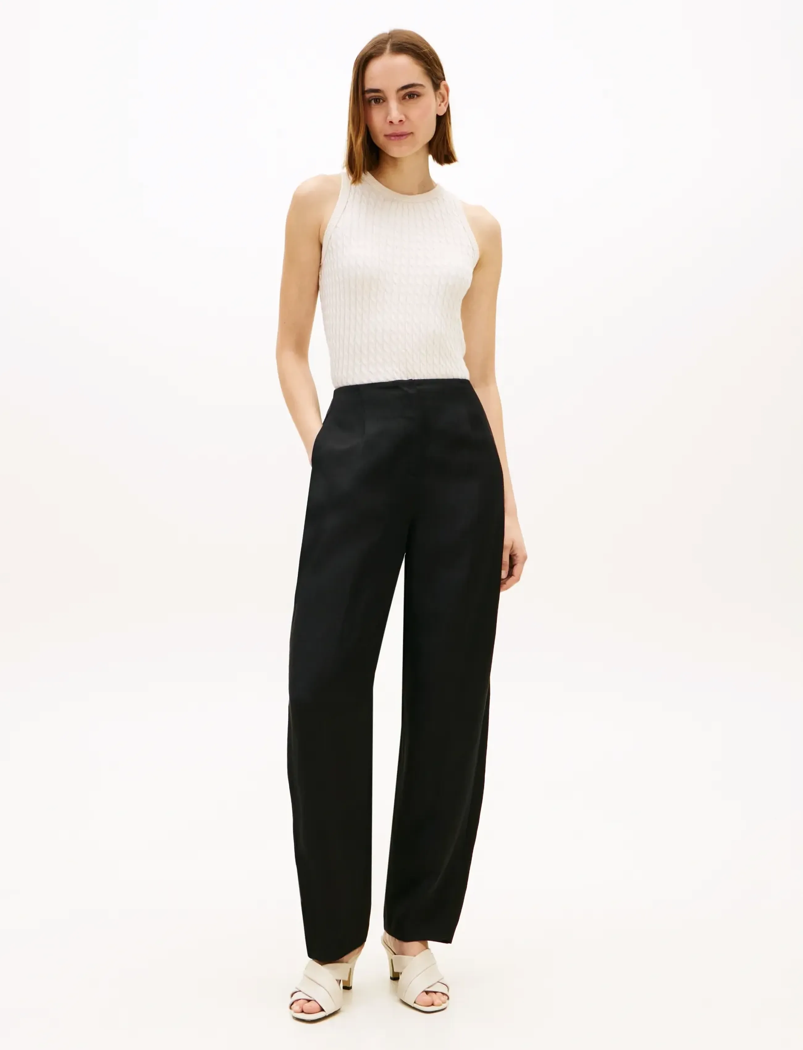 Tommy Hilfiger - LINEN/VIS BARREL PANT - barrel-hosen - black - 3