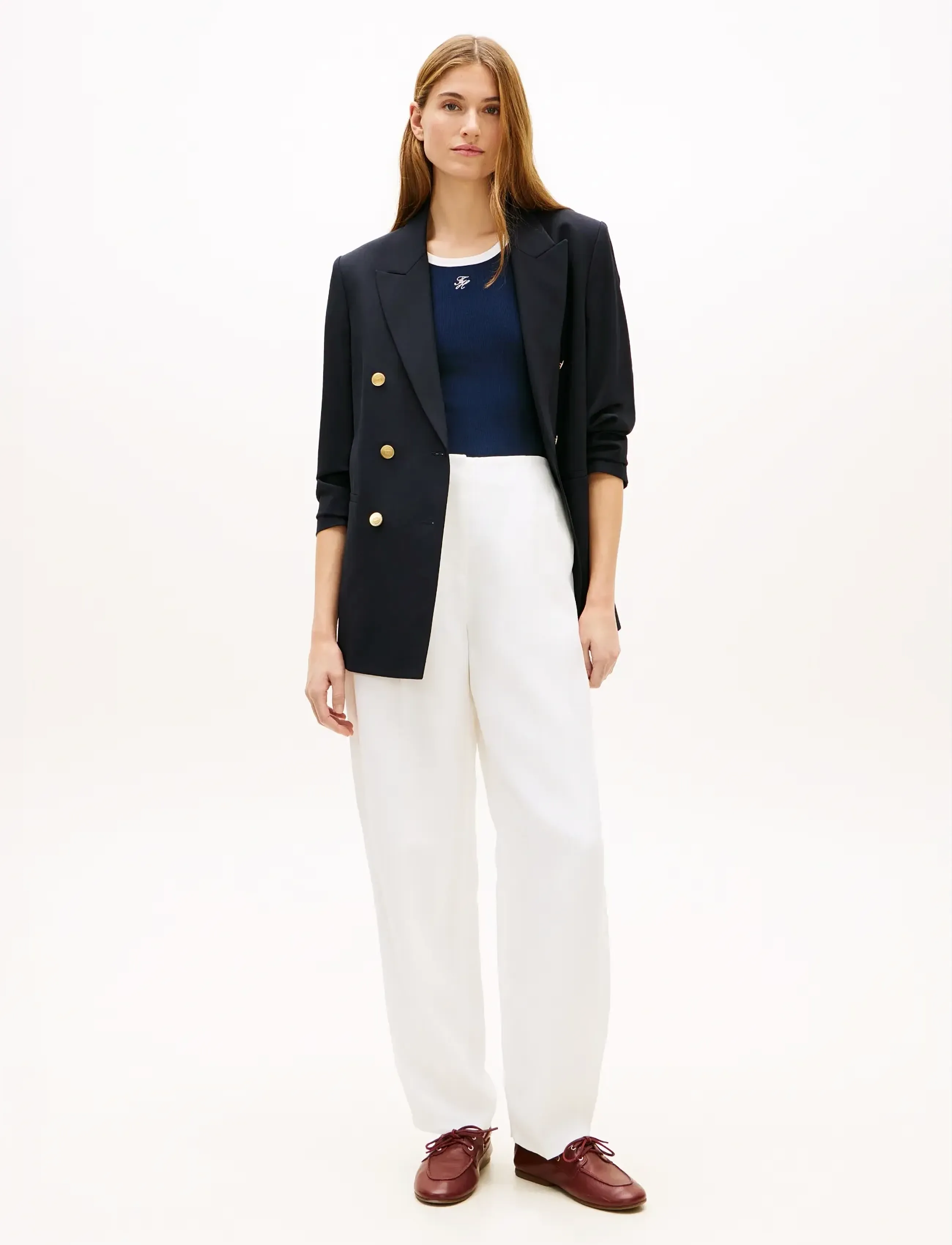 Tommy Hilfiger - LINEN/VIS BARREL PANT - barrel püksid - th optic white - 3