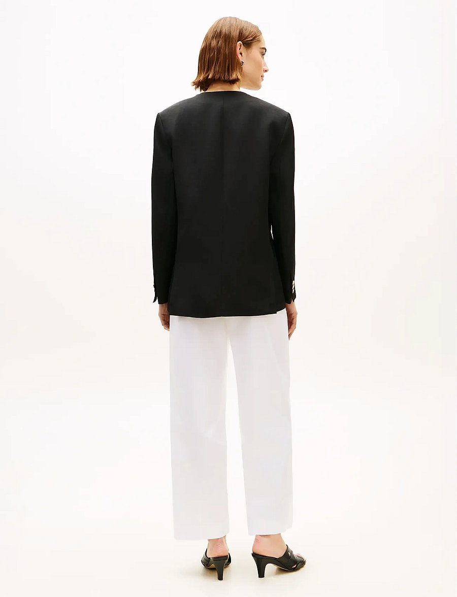 Tommy Hilfiger - LINEN/VIS COLLARLESS BLAZER - einreihige blazer - black - 2