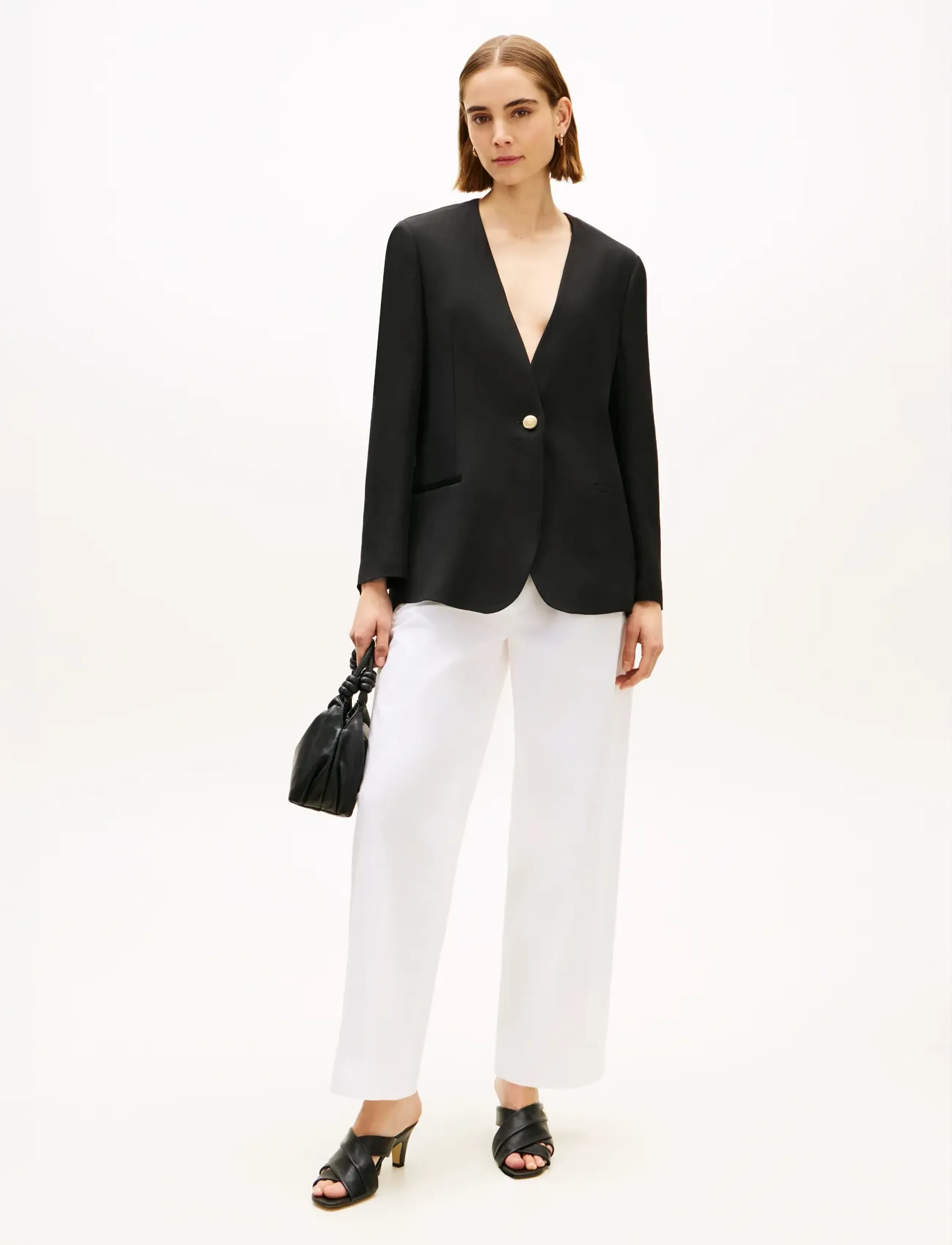 Tommy Hilfiger - LINEN/VIS COLLARLESS BLAZER - einreihige blazer - black - 3