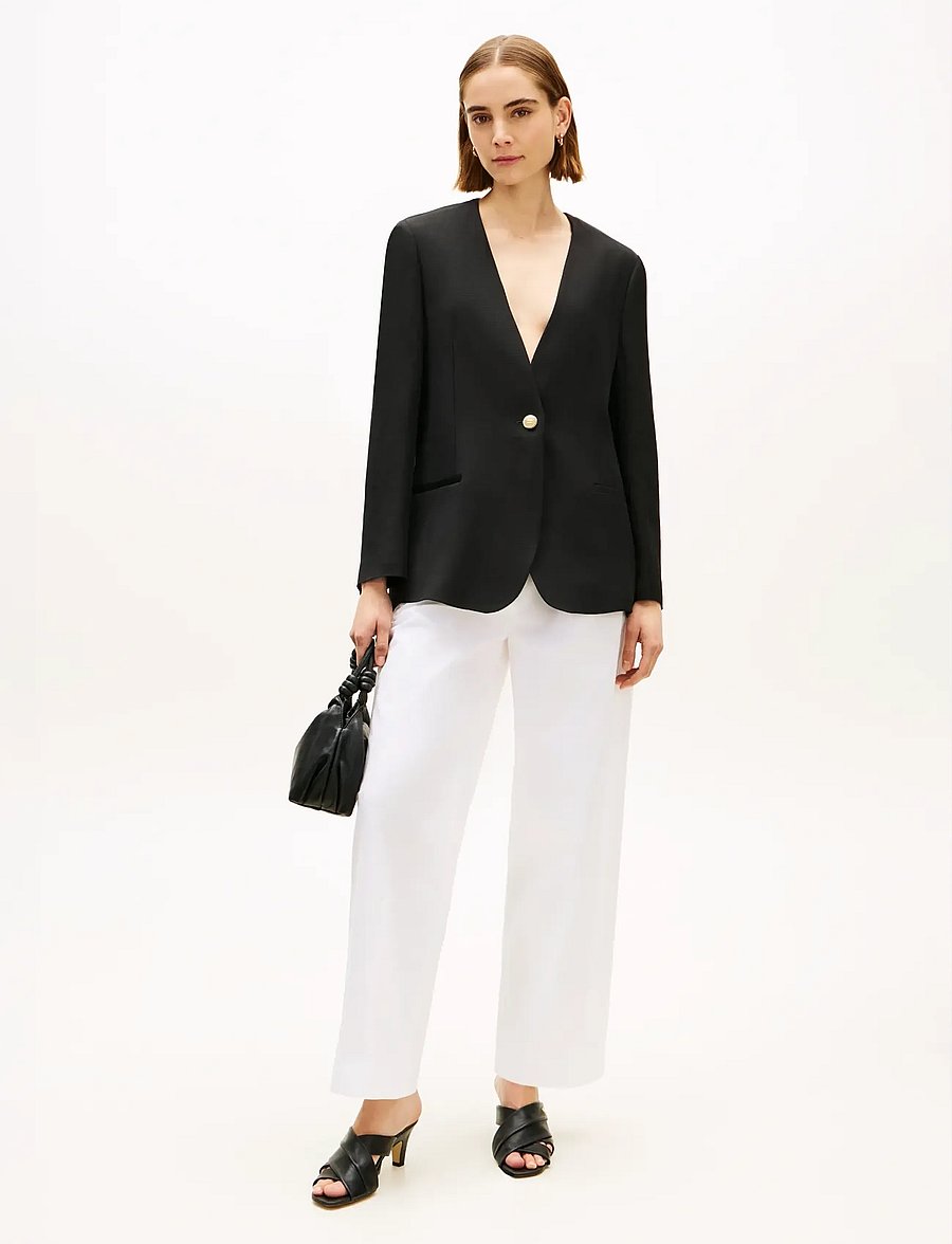 Tommy Hilfiger - LINEN/VIS COLLARLESS BLAZER - einreihige blazer - black - 3
