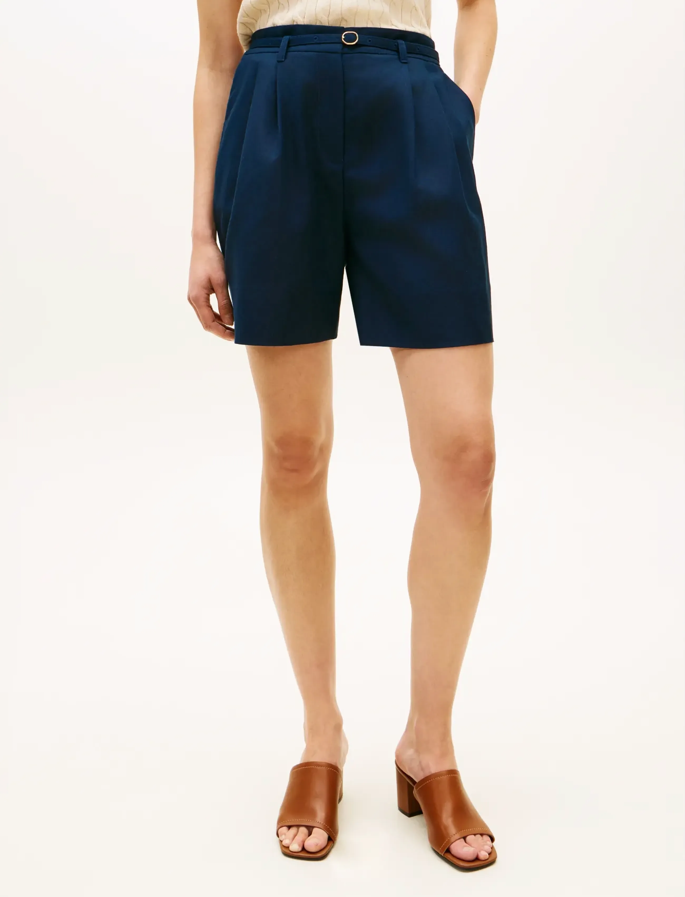 Tommy Hilfiger Linen Blend Short, 40, Shorts, Marineblau - Bermudas, Frauen