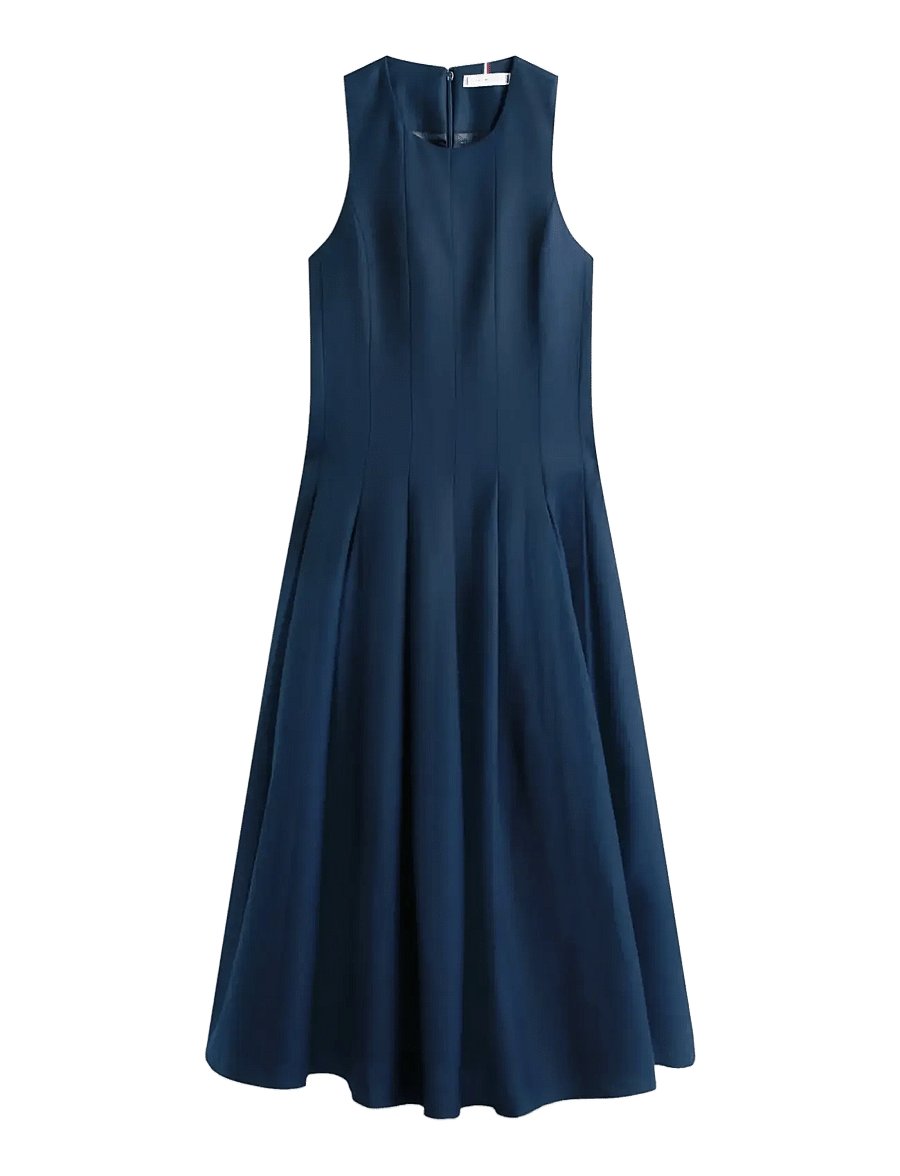 Tommy Hilfiger - LINEN BLEND HOURGLASS MIDI DRS - konfirmation - dark night navy - 1