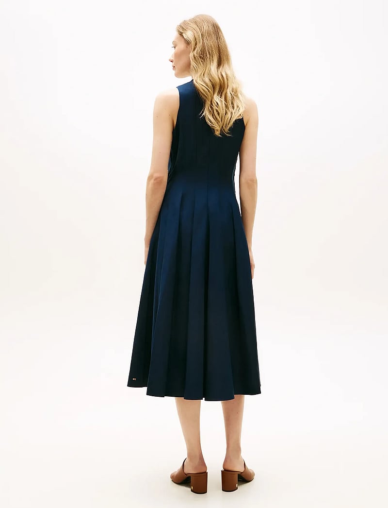 Tommy Hilfiger - LINEN BLEND HOURGLASS MIDI DRS - konfirmationstøj - dark night navy - 2