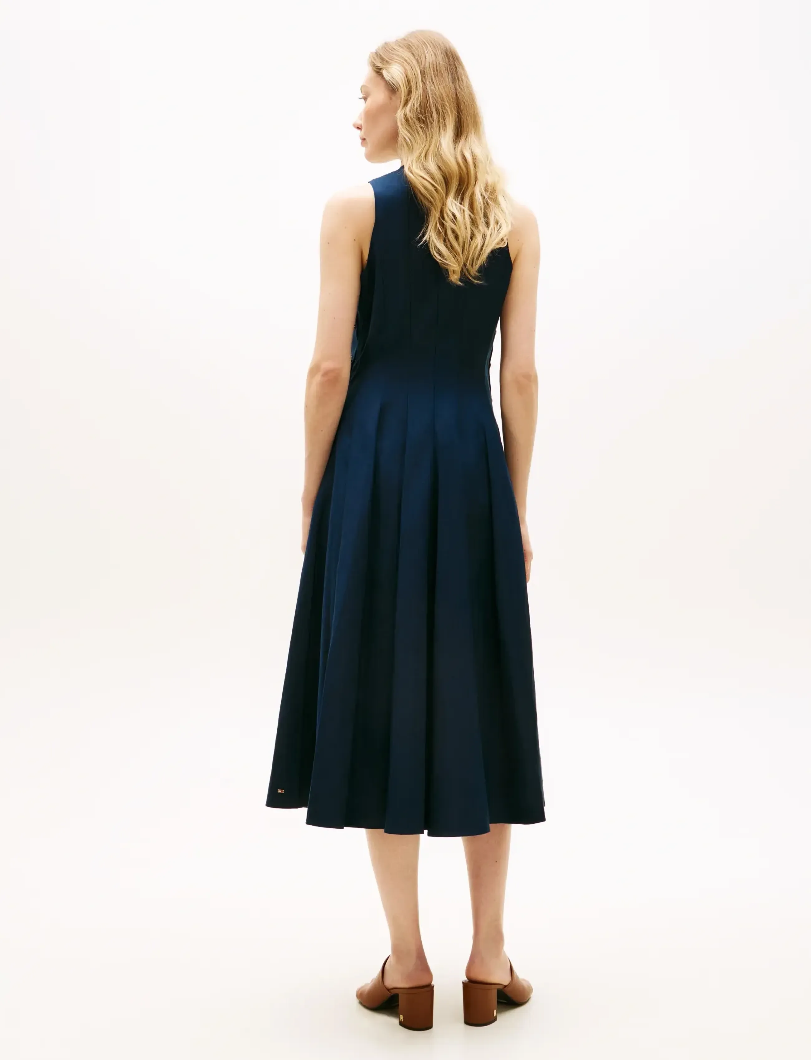 Tommy Hilfiger - LINEN BLEND HOURGLASS MIDI DRS - konfirmation - dark night navy - 2
