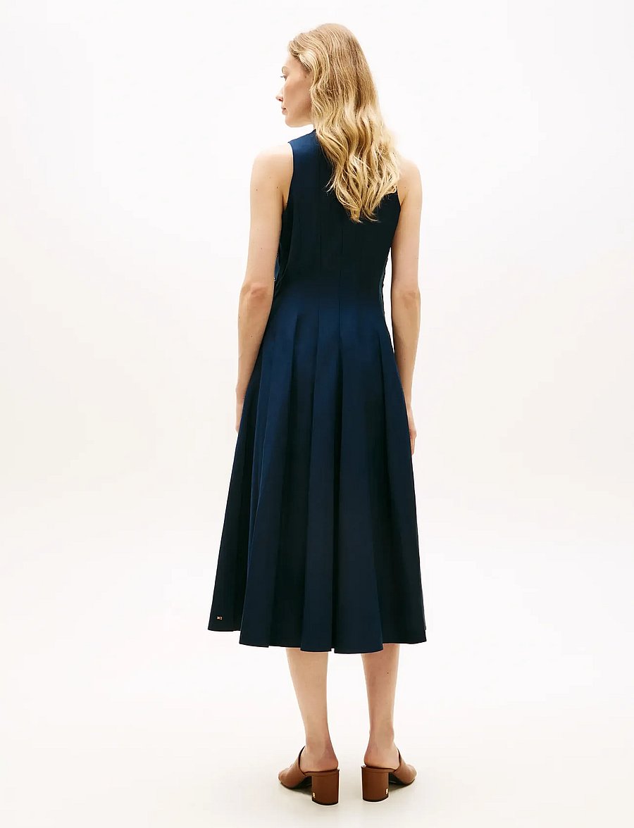 Tommy Hilfiger - LINEN BLEND HOURGLASS MIDI DRS - konfirmation - dark night navy - 2