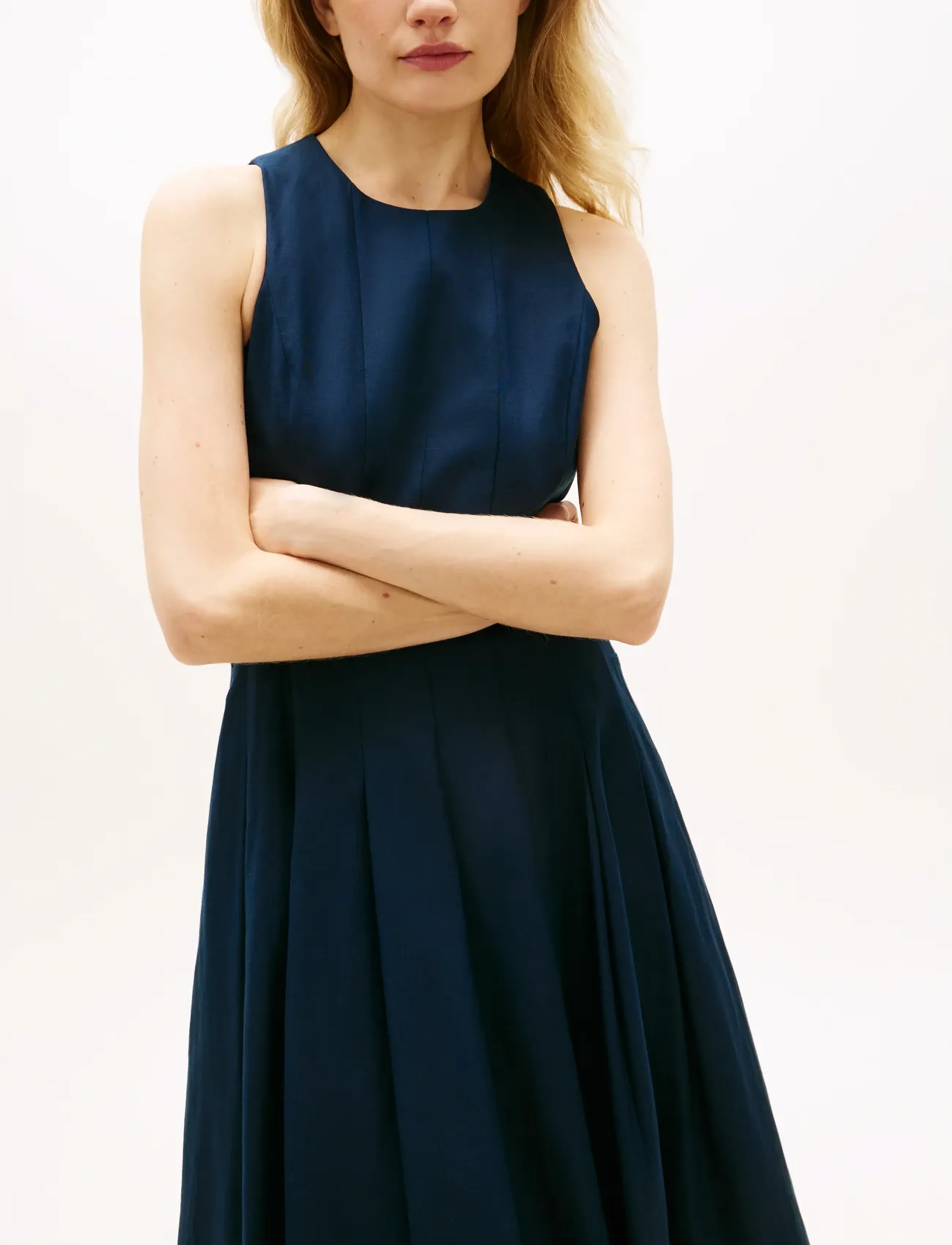 Tommy Hilfiger - LINEN BLEND HOURGLASS MIDI DRS - konfirmation - dark night navy - 4