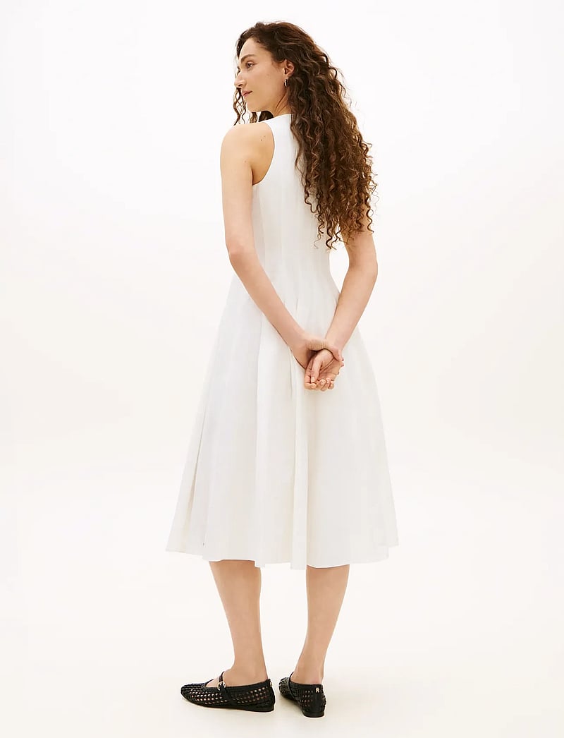 Tommy Hilfiger - LINEN BLEND HOURGLASS MIDI DRS - midi kjoler - th optic white - 2
