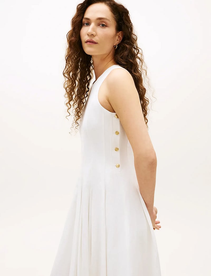 Tommy Hilfiger - LINEN BLEND HOURGLASS MIDI DRS - midi kjoler - th optic white - 3