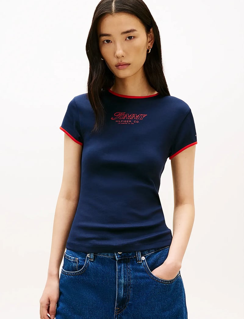 Tommy Hilfiger - TILT GRAPHIC SLIM C-NK SS TEE - t-shirts - dark night navy - 0