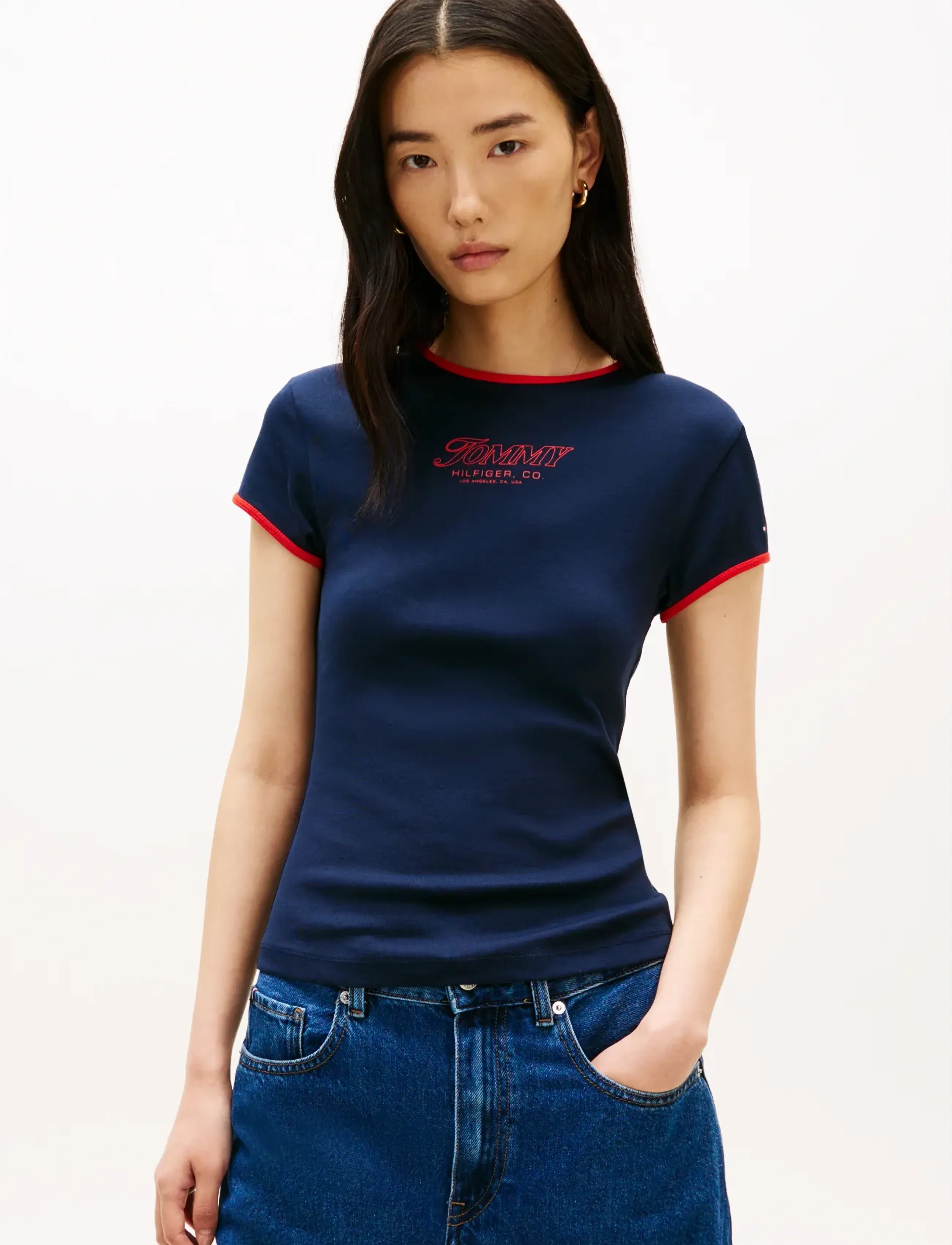Tommy Hilfiger TILT GRAPHIC SLIM C-NK SS TEE - Tommy Hilfiger - DARK NIGHT NAVY / navy