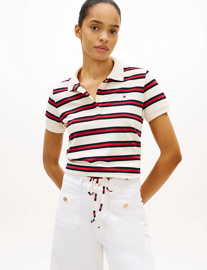 Tommy Hilfiger - MULTISTRIPE MODERN SS POLO - poloshirts - preppy stripe calico fireworks - 0