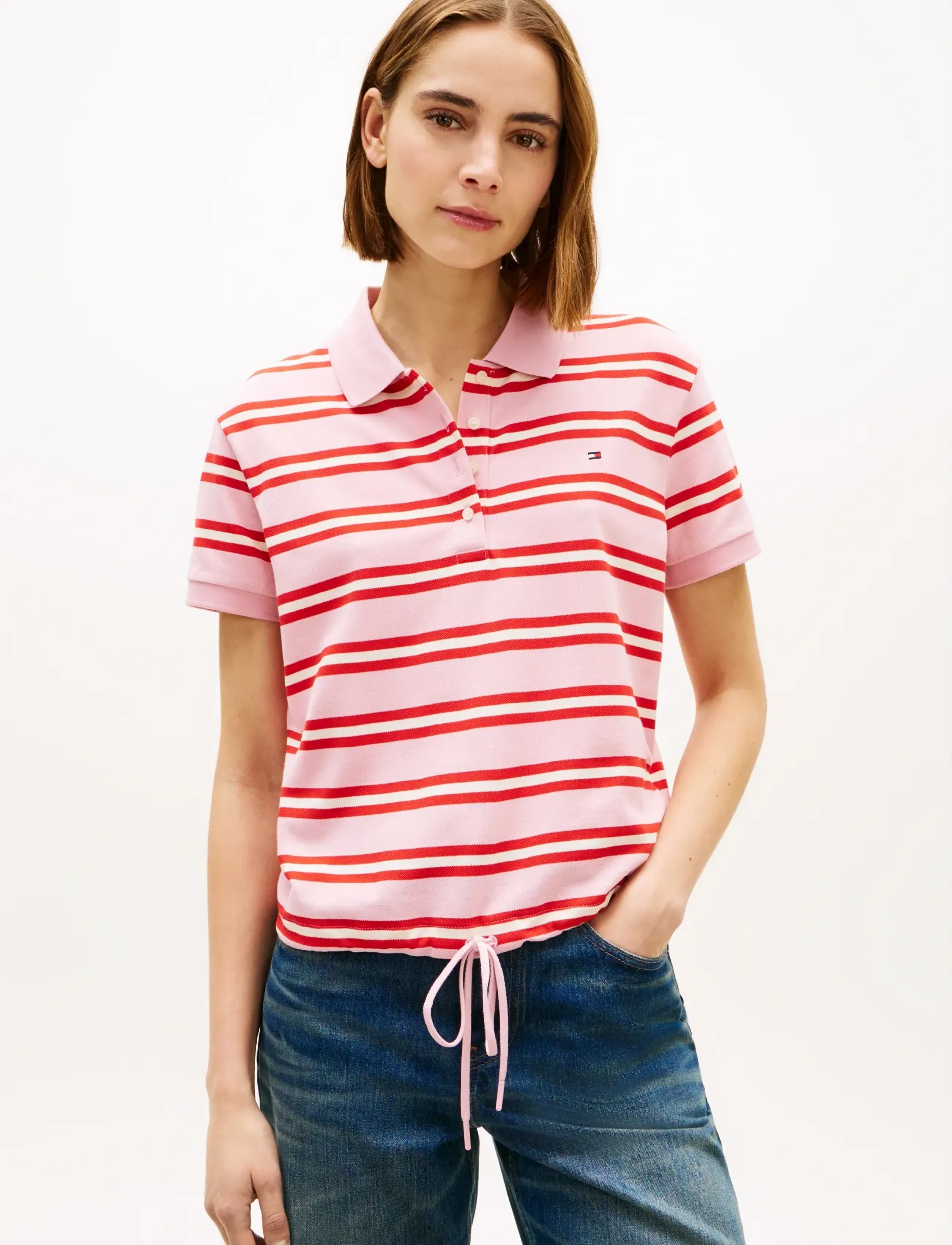 Tommy Hilfiger MULTISTRIPE MODERN SS POLO - T-shirts & Toppar - PREPPY STRIPE BONITA PINK FIREWORKS / pink/rose