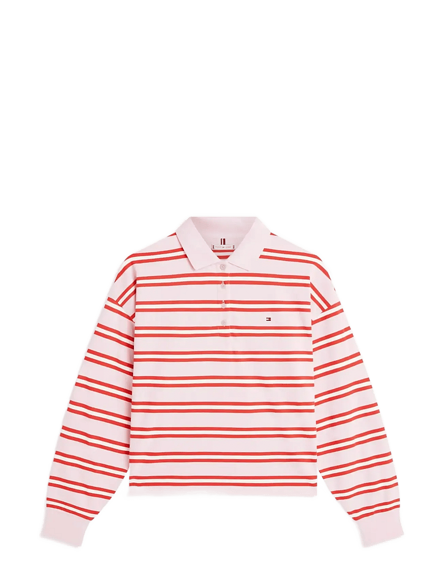 Tommy Hilfiger - MULTISTRIPE MODERN LS POLO - preppy stripe bonita pink fireworks - 1