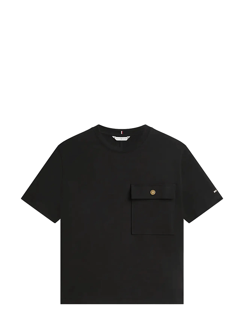Tommy Hilfiger - GOLD BUTTON LONG SS TEE - t-shirts - black - 1