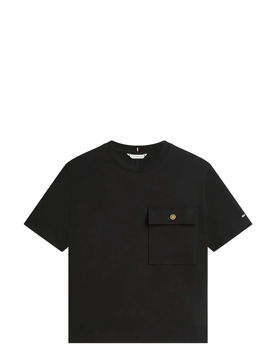 Tommy Hilfiger - GOLD BUTTON LONG SS TEE - t-shirts - black - 1