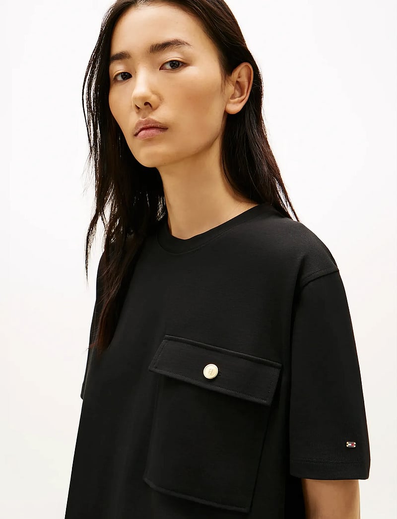 Tommy Hilfiger - GOLD BUTTON LONG SS TEE - t-shirts - black - 4