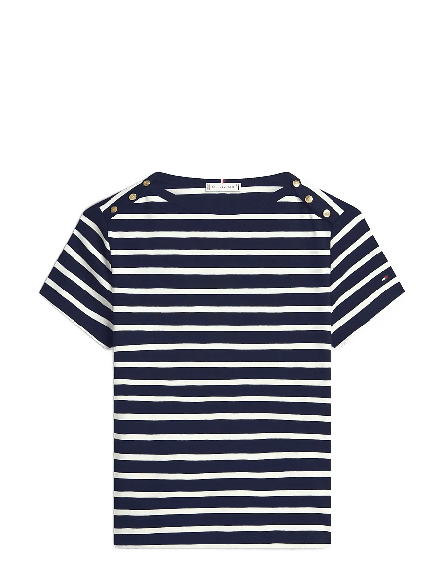 Tommy Hilfiger - GOLD BUTTON SLIM SS TEE - t-shirts - breton stripe dark night ecru - 1