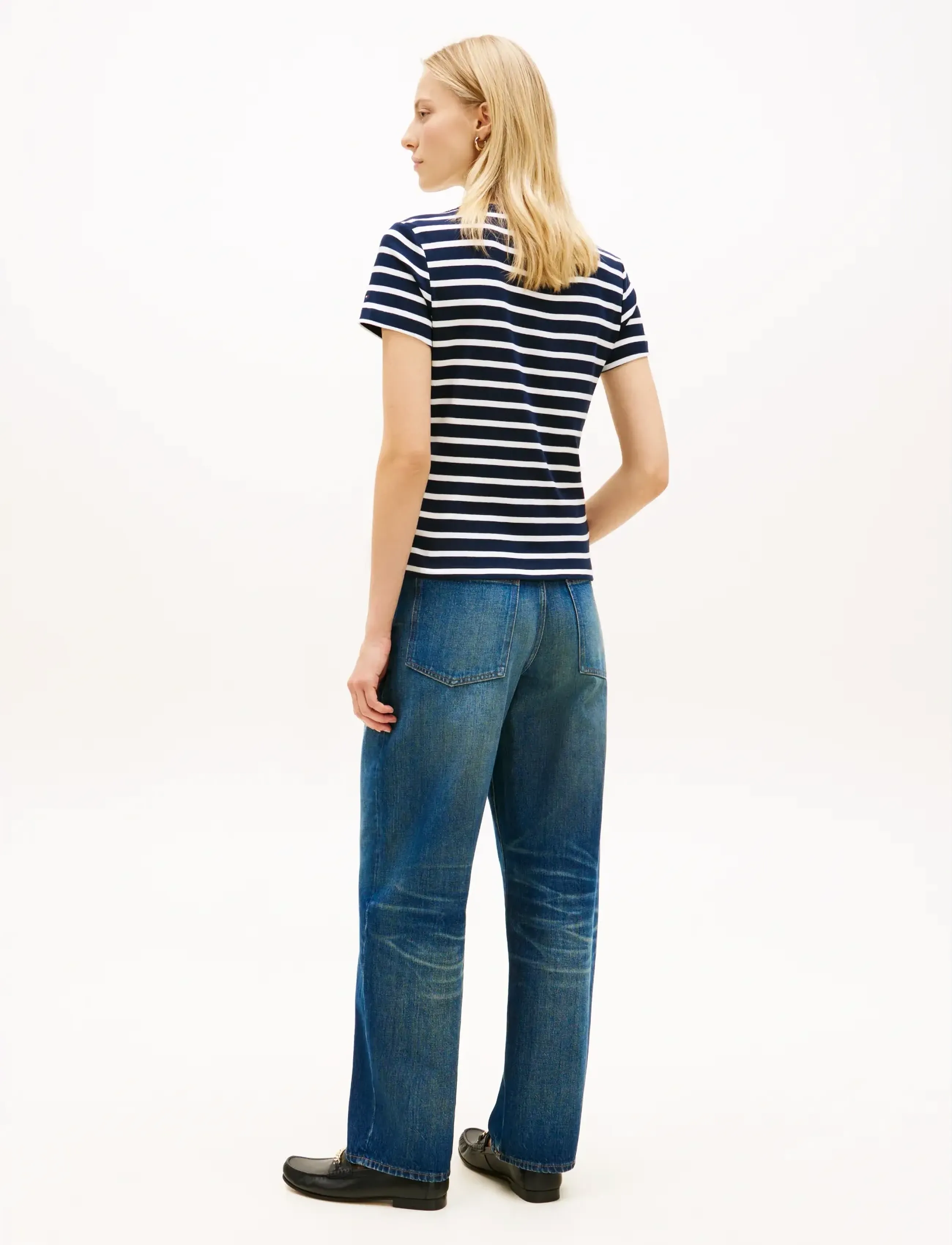 Tommy Hilfiger - GOLD BUTTON SLIM SS TEE - t-shirts - breton stripe dark night   ecru - 2