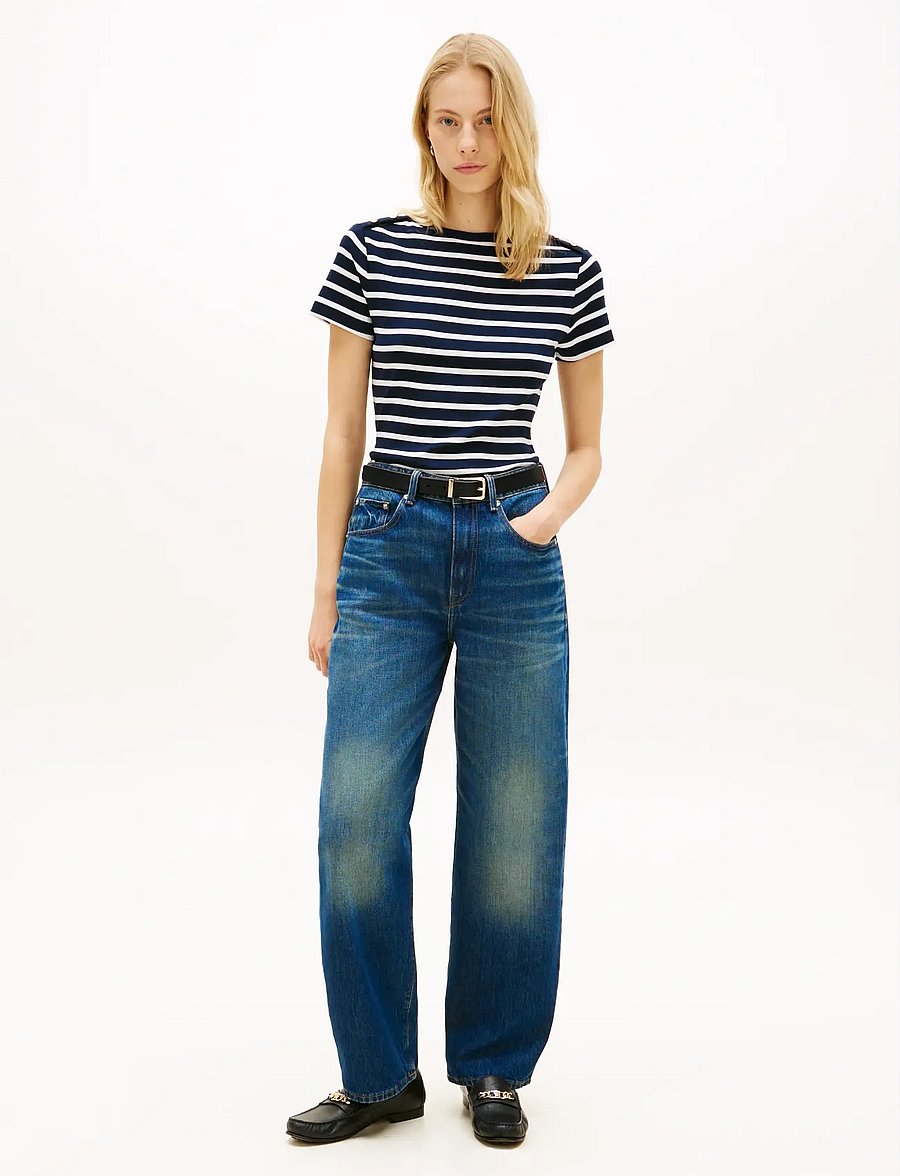 Tommy Hilfiger - GOLD BUTTON SLIM SS TEE - t-shirts - breton stripe dark night ecru - 3
