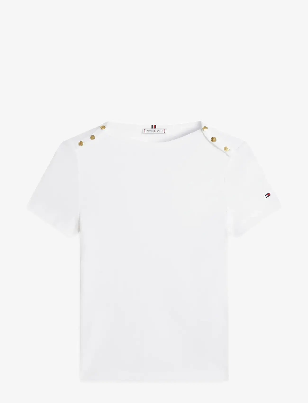 Tommy Hilfiger - GOLD BUTTON SLIM SS TEE - t-shirts - ecru - 1