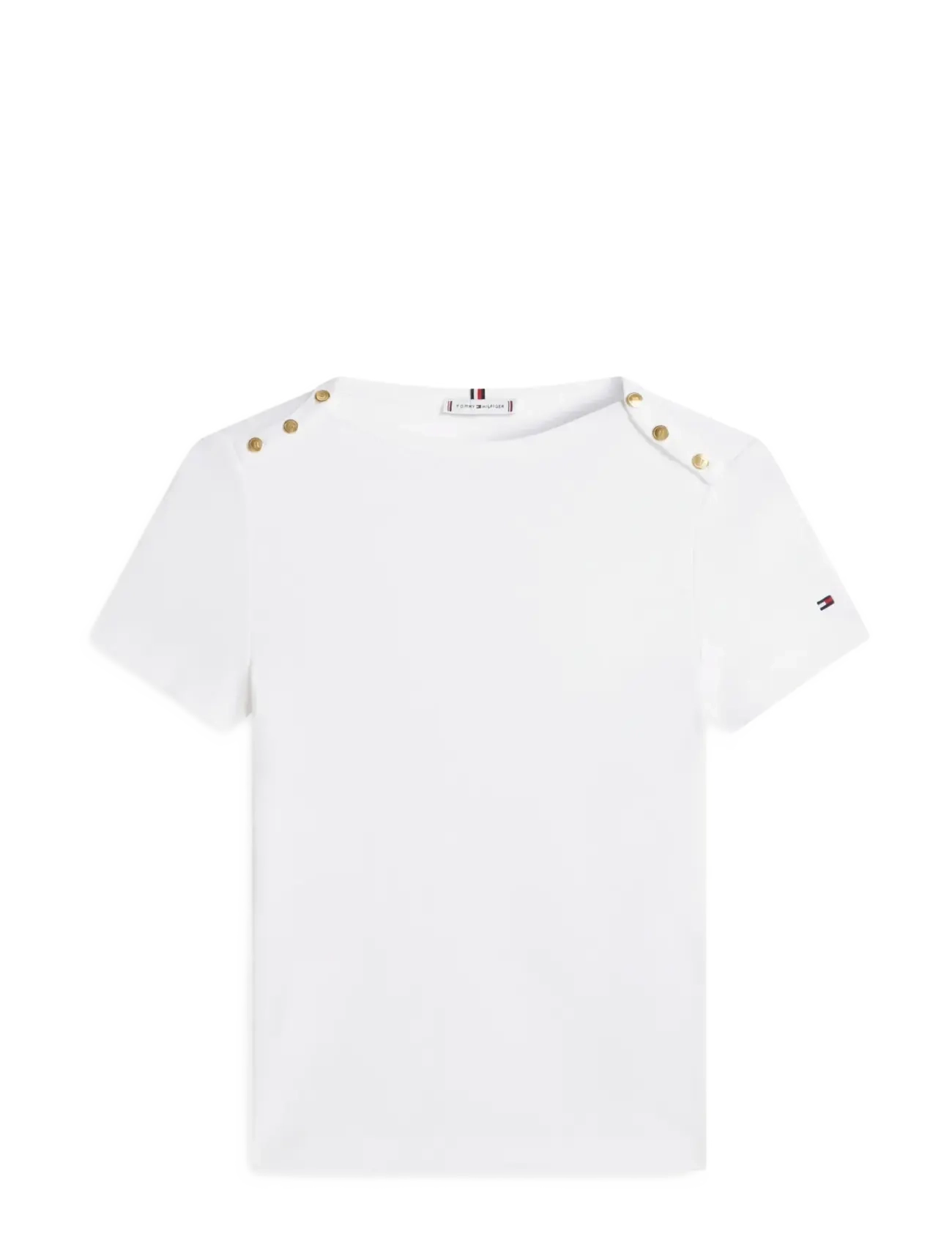 GOLD BUTTON SLIM SS TEE - ECRU