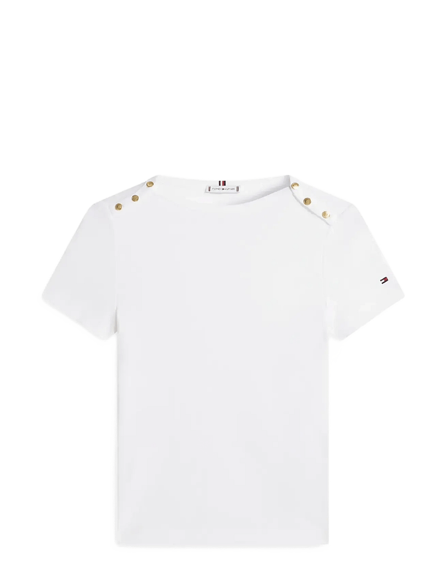 Tommy Hilfiger - GOLD BUTTON SLIM SS TEE - t-särgid - ecru - 1