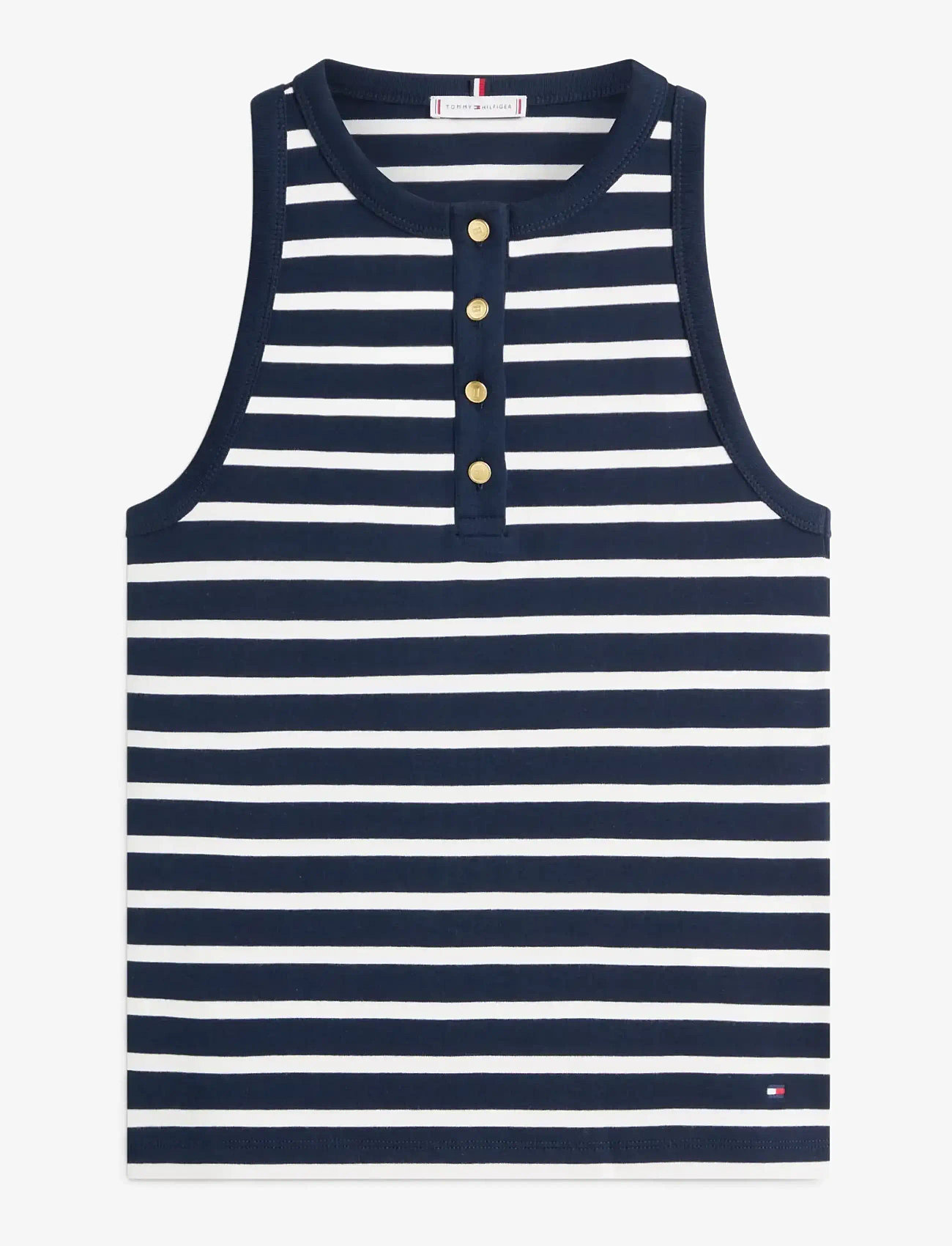 Tommy Hilfiger - GOLD BUTTON HENLEY TOP - Ärmellose tops - breton stripe dark night   ecru - 1