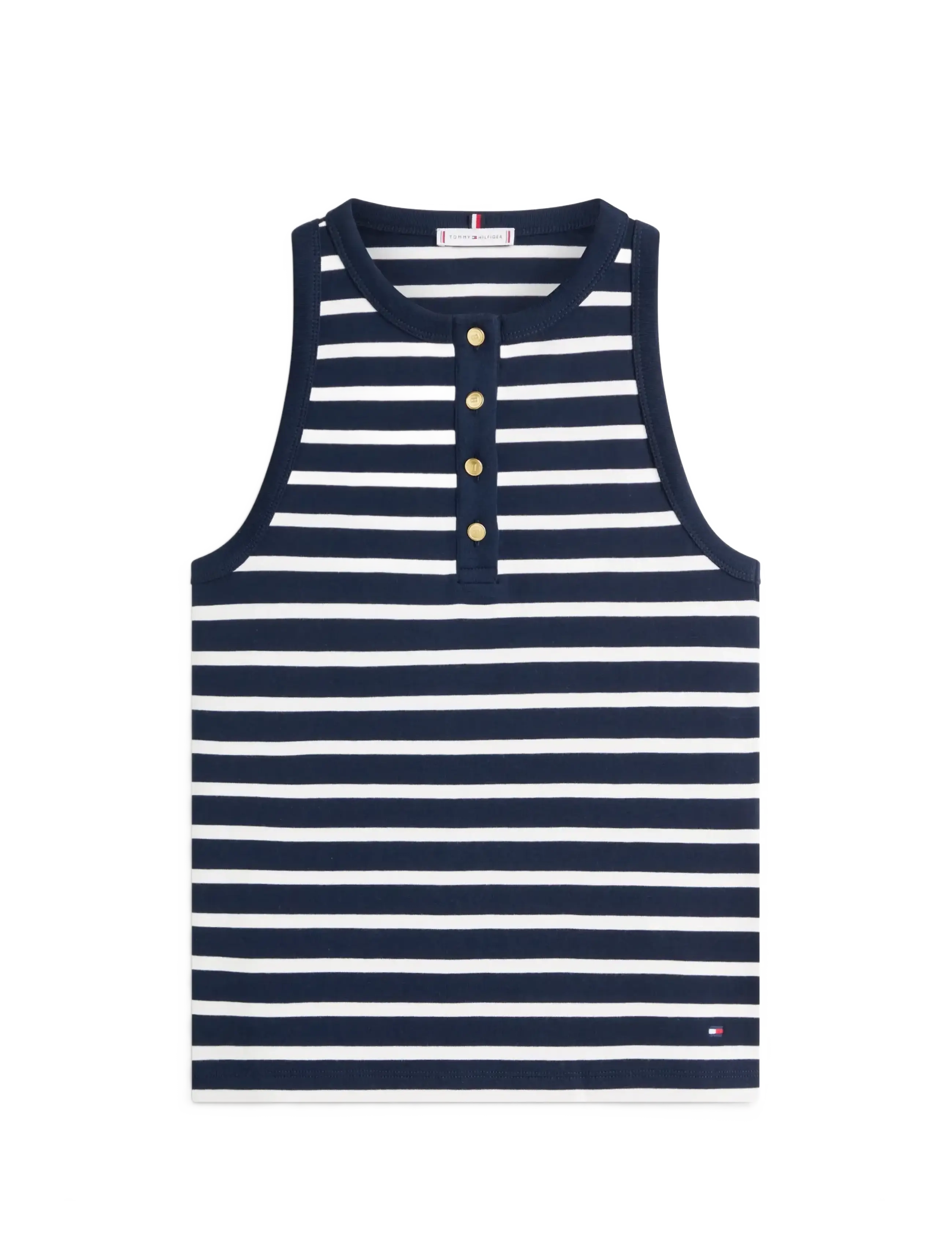 Tommy Hilfiger GOLD BUTTON HENLEY TOP - Nyheder - BRETON STRIPE DARK NIGHT   ECRU / navy