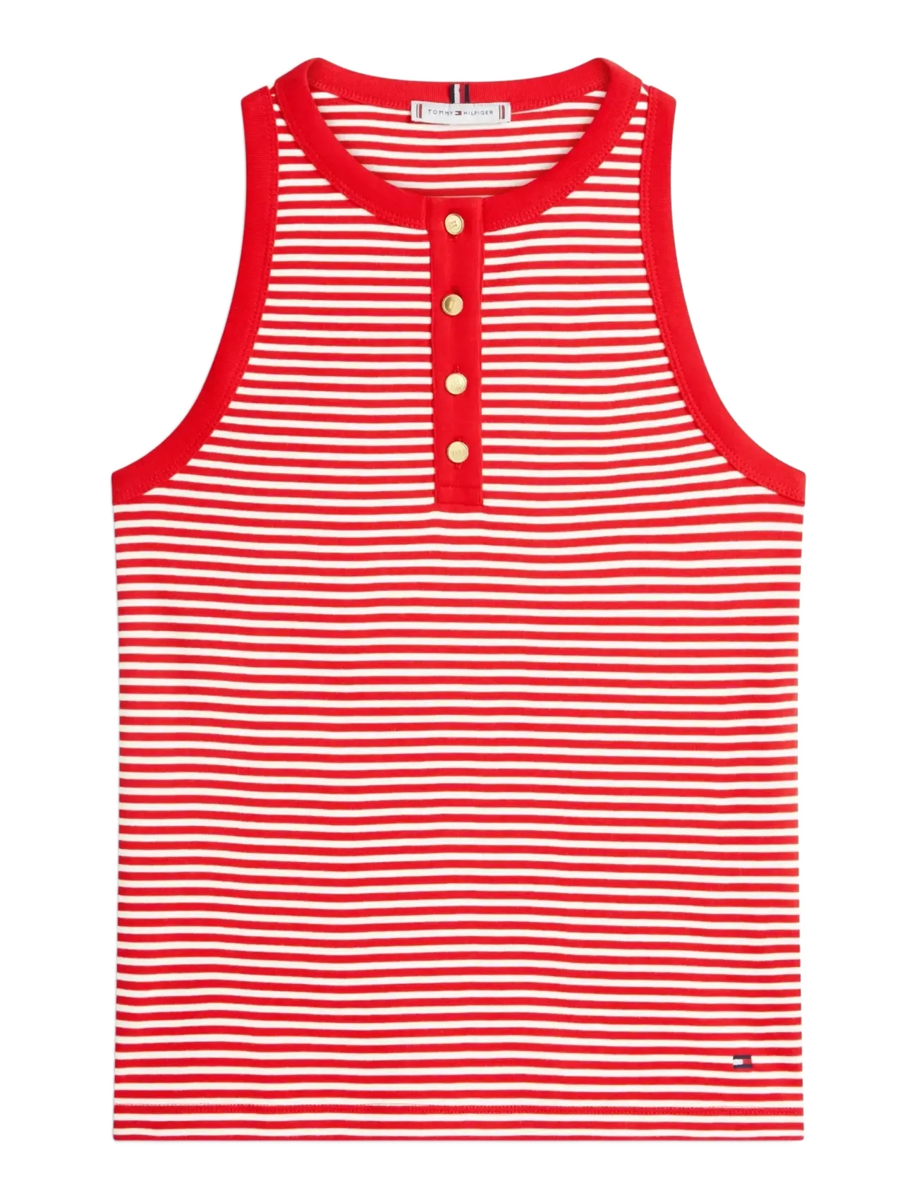 Tommy Hilfiger GOLD BUTTON HENLEY TOP - Kläder - SMALL BRT STP FIREWORKS   CALICO / red