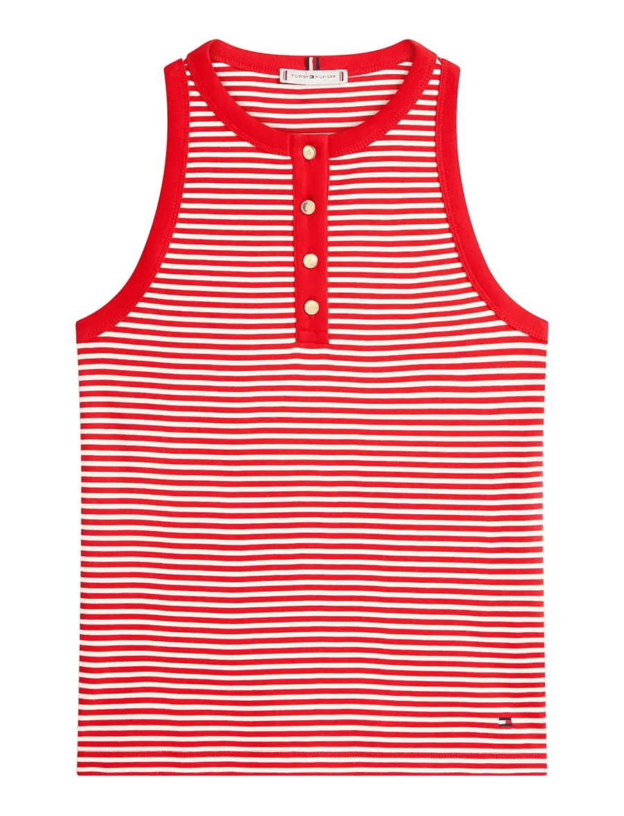 Tommy Hilfiger - GOLD BUTTON HENLEY TOP - Ärmellose tops - small brt stp fireworks calico - 1